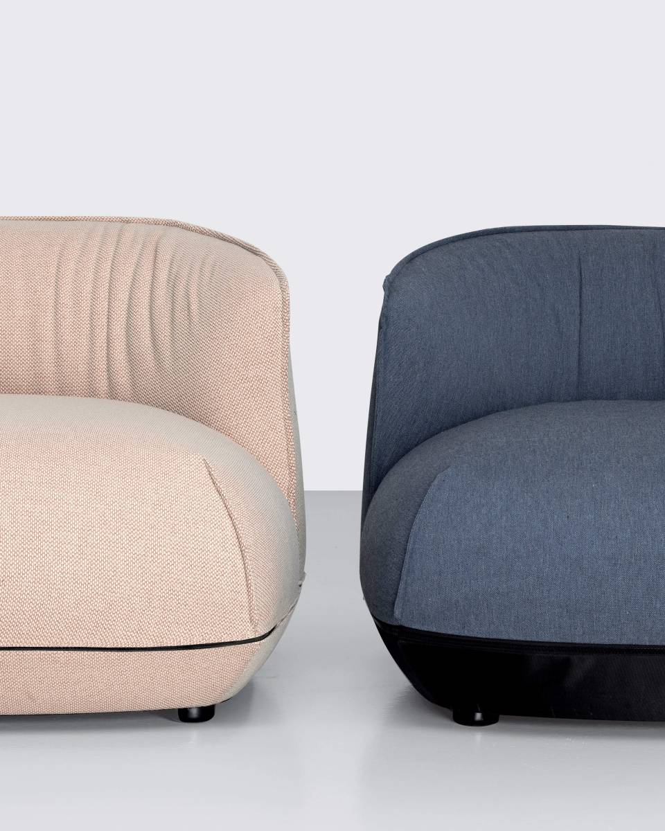 Zoom sur l'assise basse du canapé Brioni Outdoor par KRISTALIA