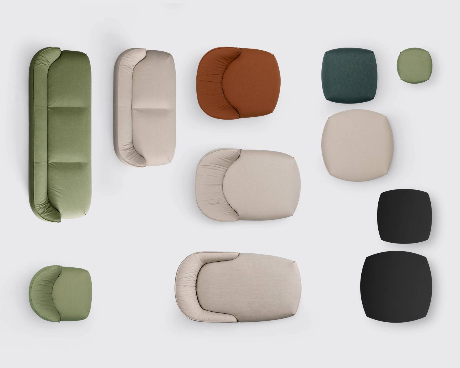 Ensemble des modules disponibles de la collection Brioni Outdoor par KRISTALIA 