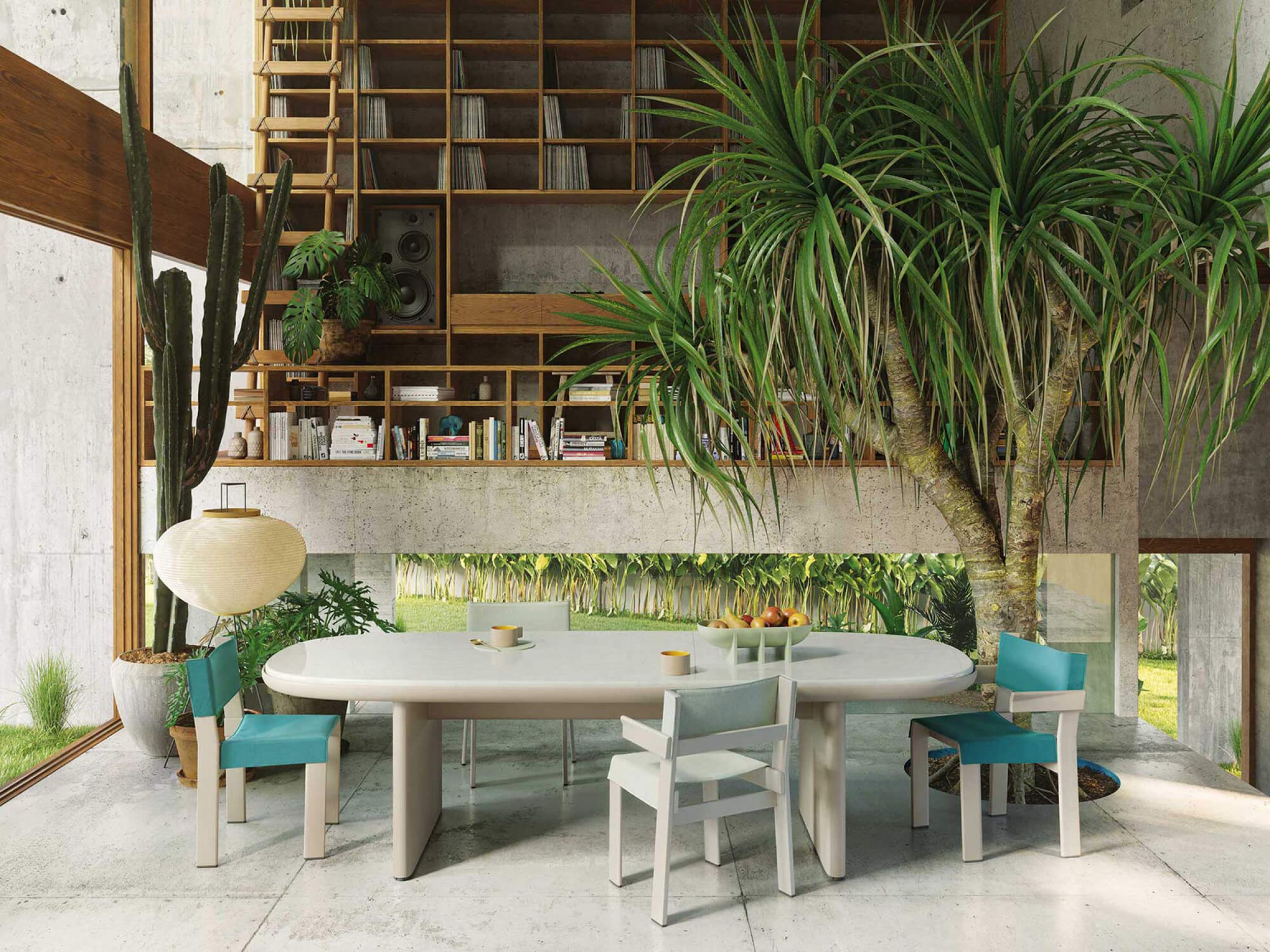 Ensemble de repas de jardin en aluminium thermolaqué collection Band par Kettal à Nice