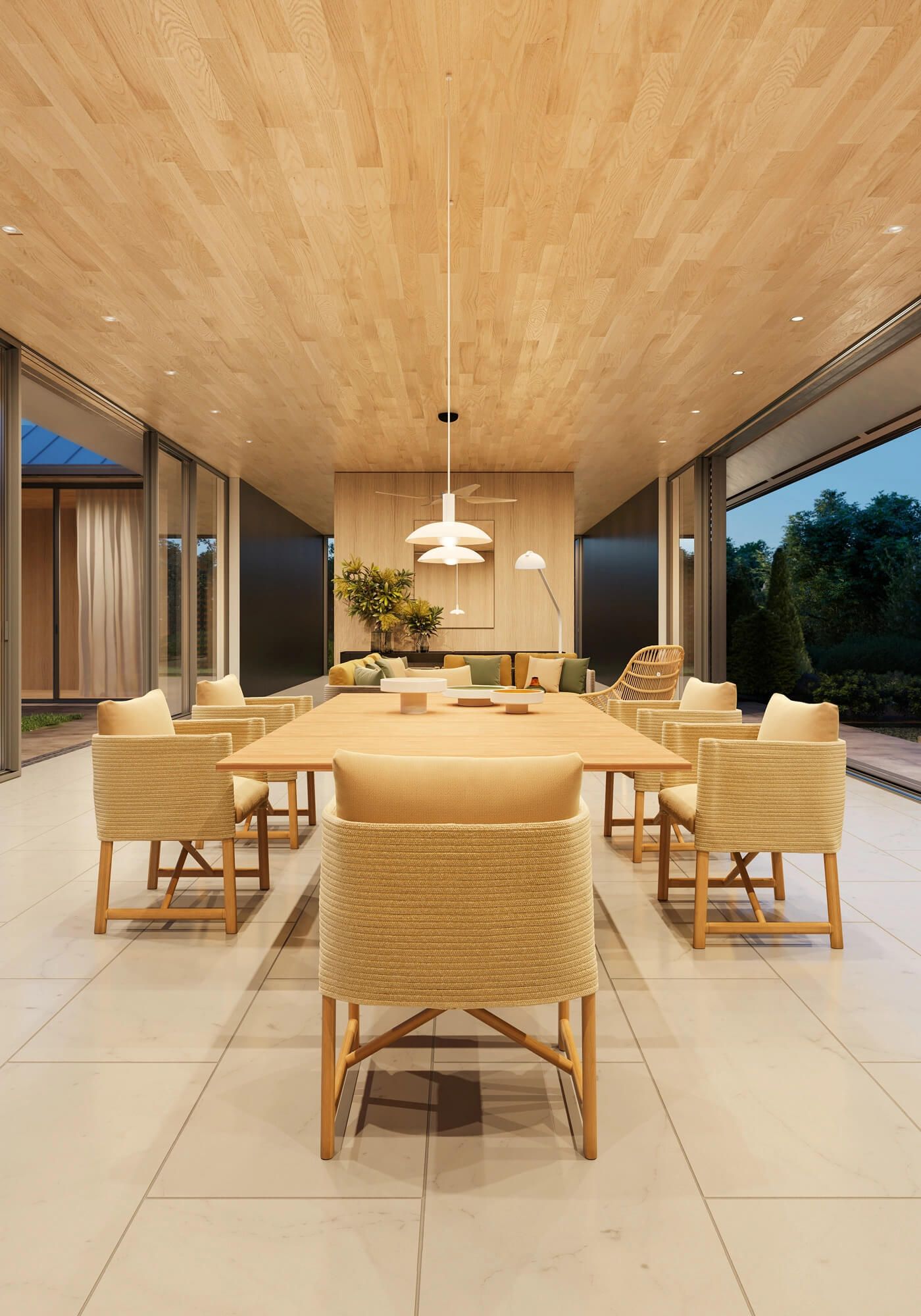 Table de repas extérieur en teck et en céramique aux lignes généreuses collection Giro par Kettal à Bordeaux