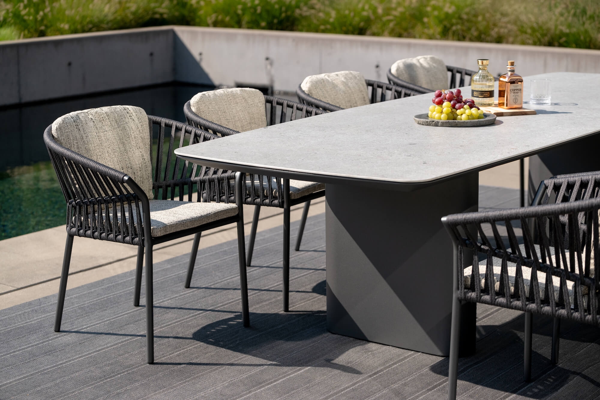 Fauteuil de repas en aluminium et corde, collection Tofino alu à Marseille