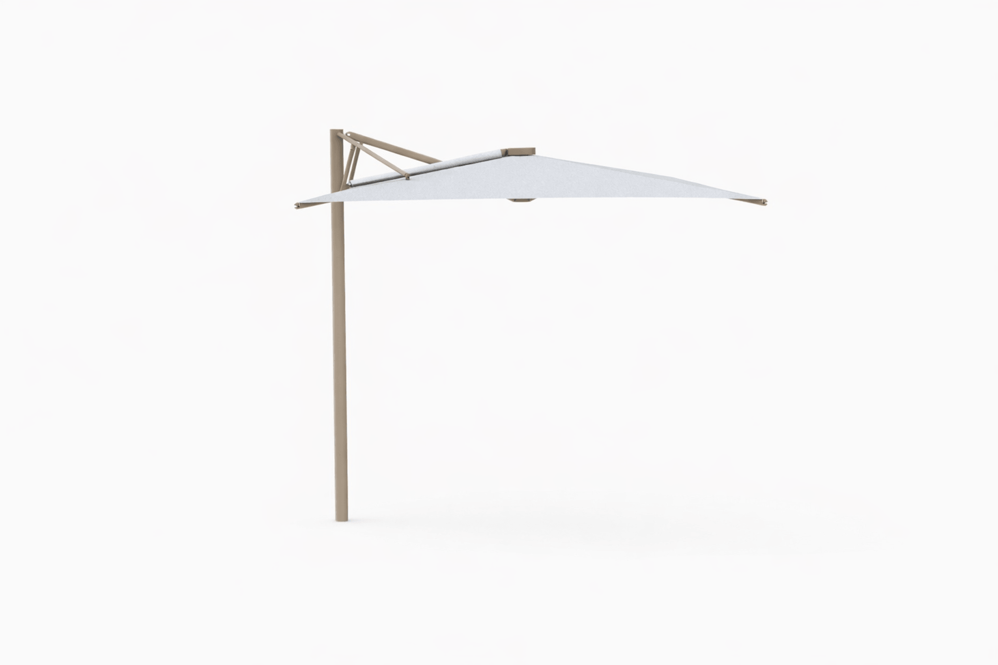 Parasol en toile acrylique blanc, et en structure aluminium thermolaqué en beige de la collection Aurélis par Umbrosa 