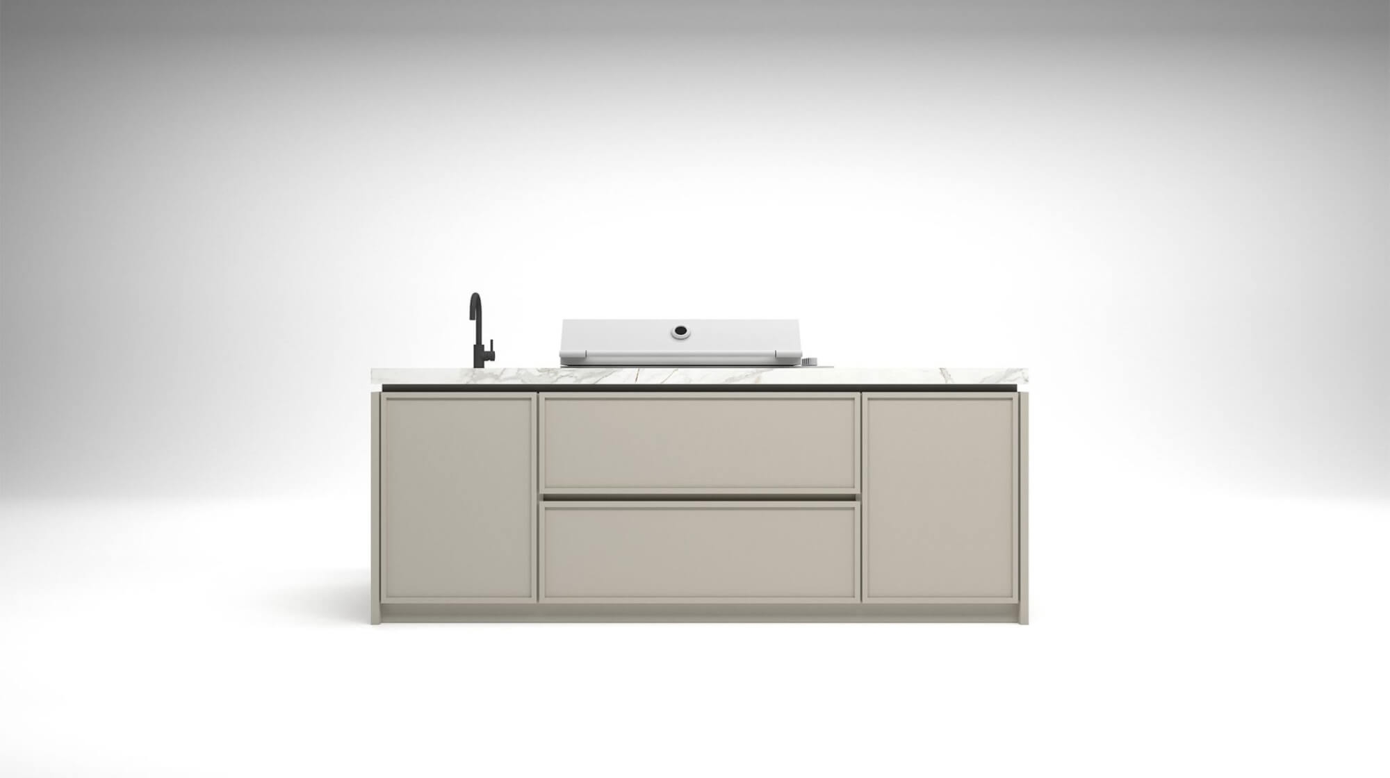 Cuisine extérieure haut de gamme sur-mesure et à la personnalisation complète, au design moderne et épuré, collection Oslo