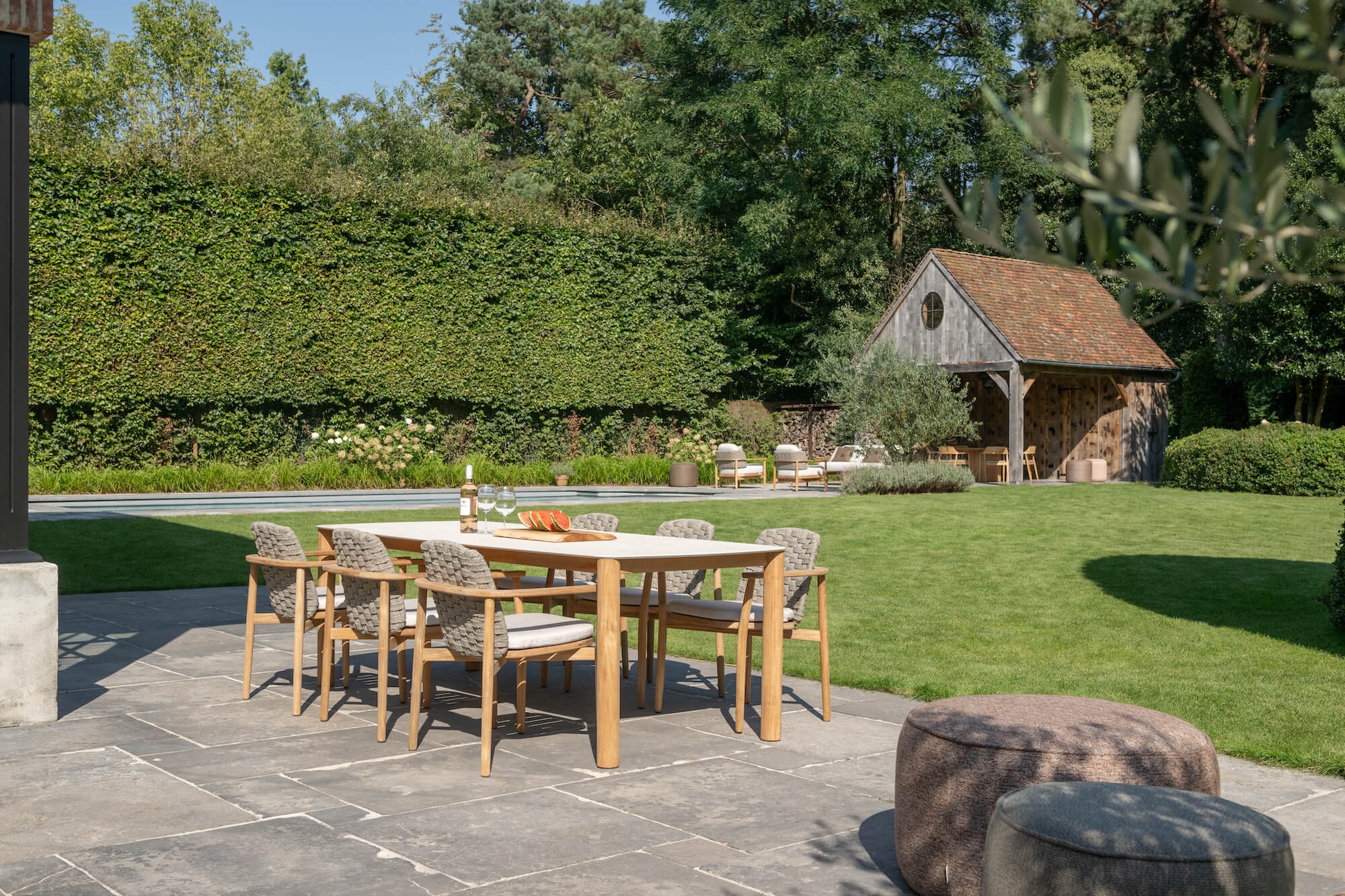 Fauteuil de repas élégant en teck et en corde collection BOHO par Jati&Kebon