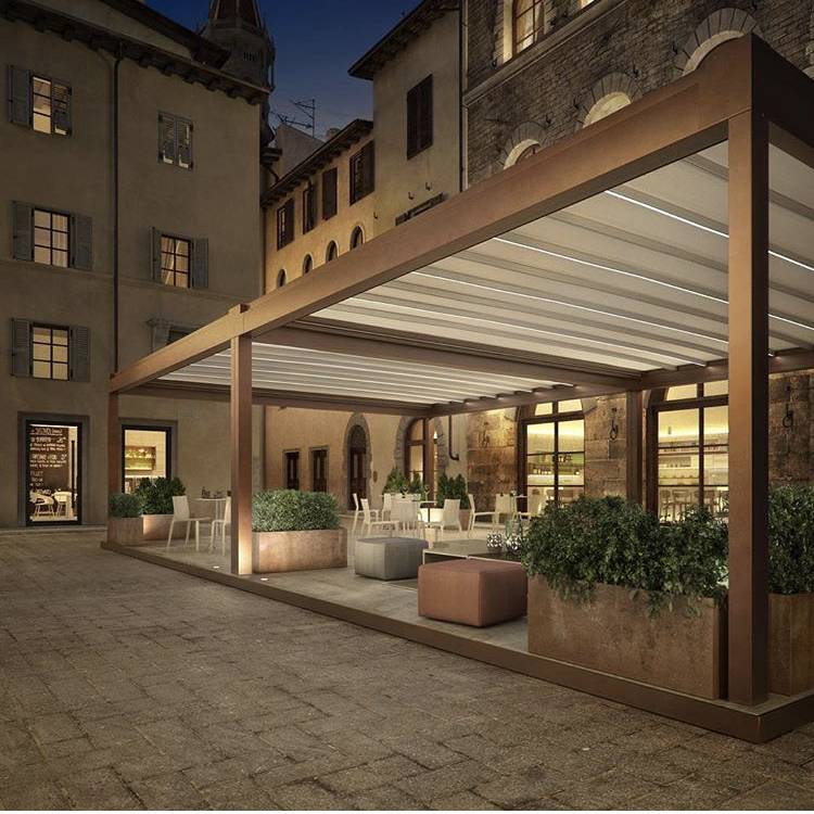 Lames de plafond en imitation bois de la pergola bioclimatique à Annecy par MOOD DESIGN 