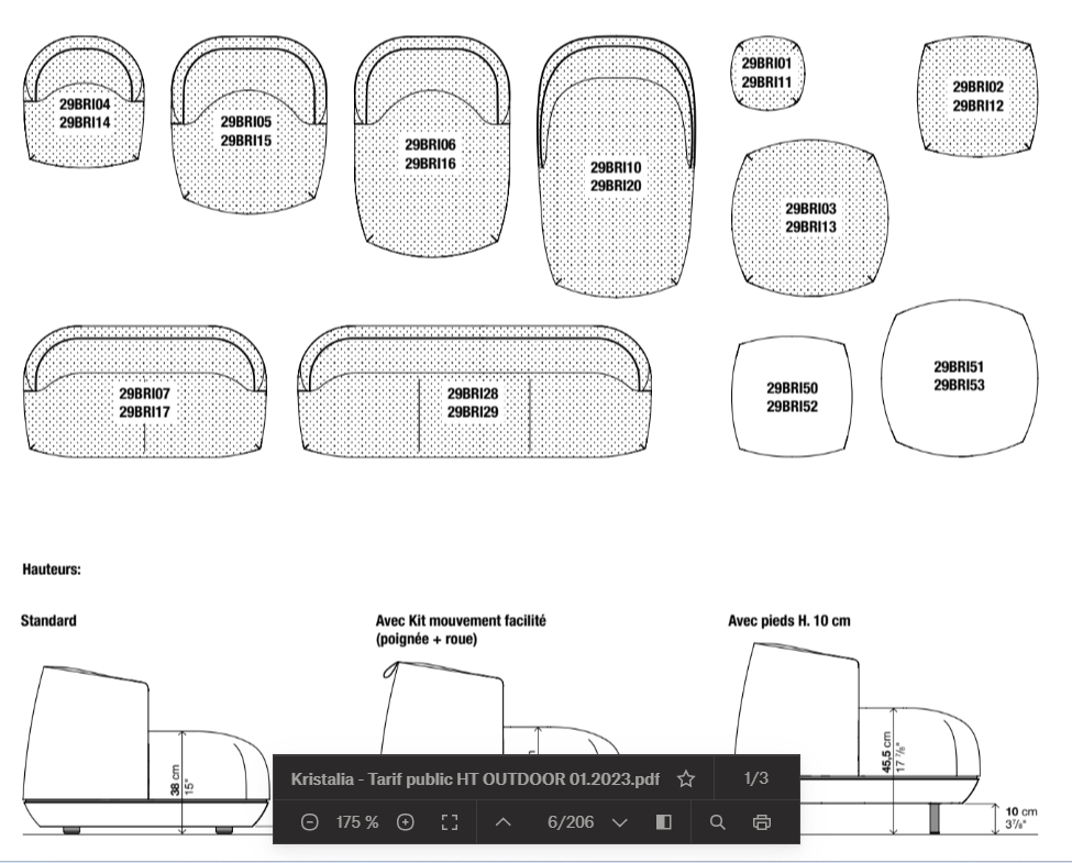 Vue d'ensemble des modules de la collection Brioni par KRISTALIA