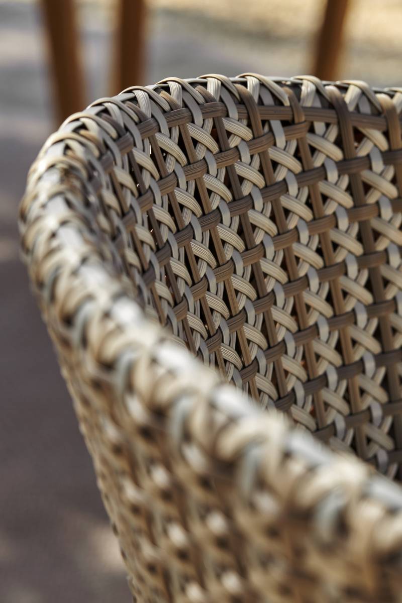 Tabouret d'extérieur confortable en teck et cordage collection Calypso par Royal Botania