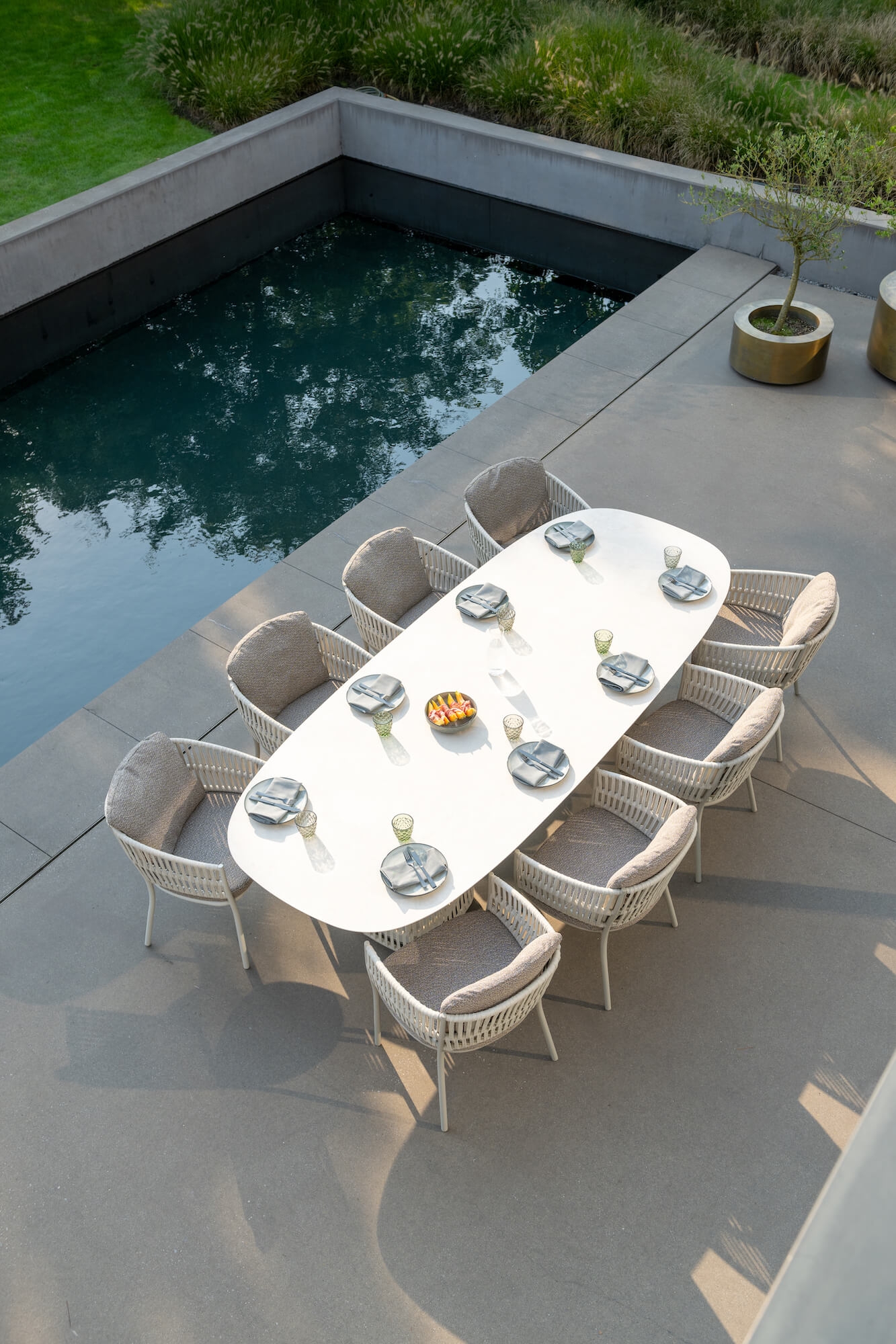 Fauteuil de repas en corde extérieure, collection CALA à Cannes