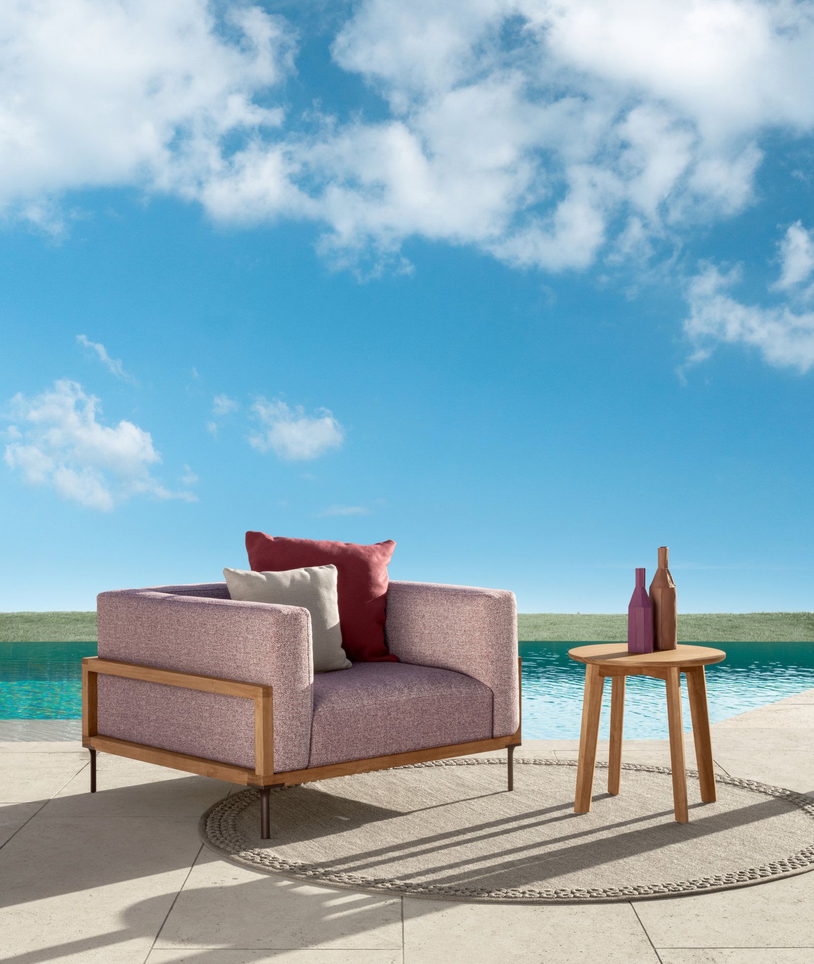 Fauteuil d'extérieur confortable en bois collection CLéo Wood par Talenti