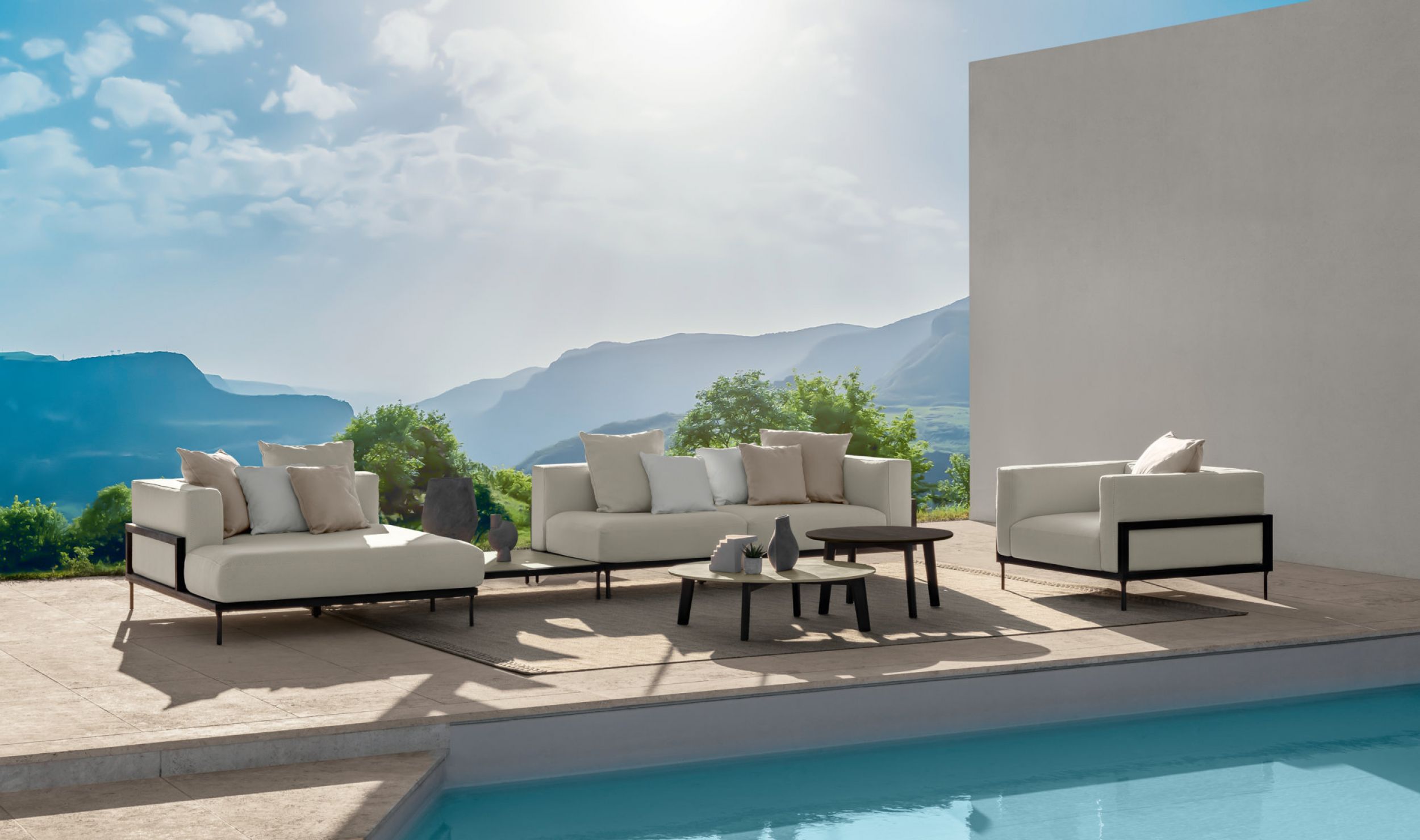 Salon de jardin confortable avec gros coussins et aluminium collection Cléo Soft par Talenti