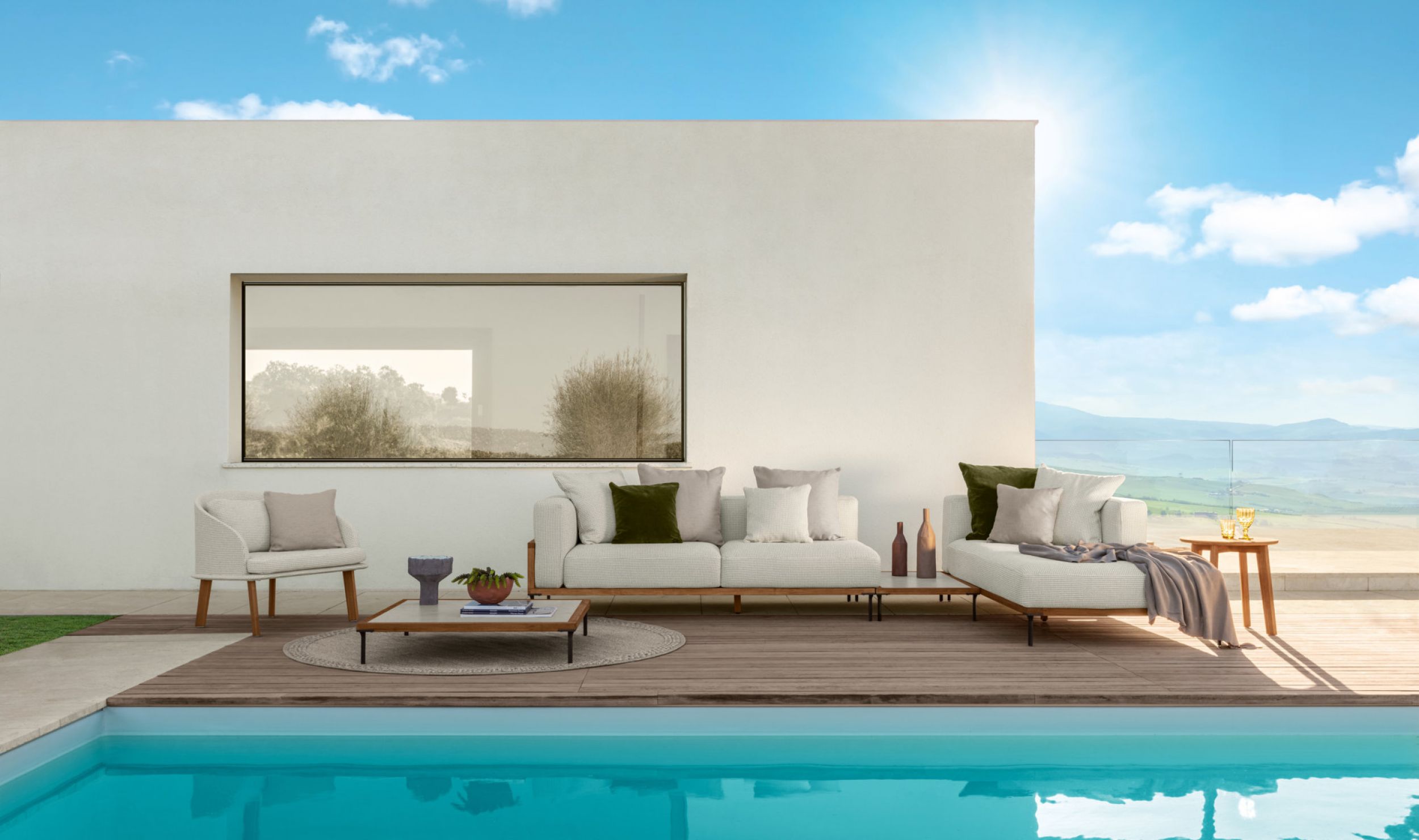 Salon de jardin en bois confortable collection Cléo Wood par Talenti