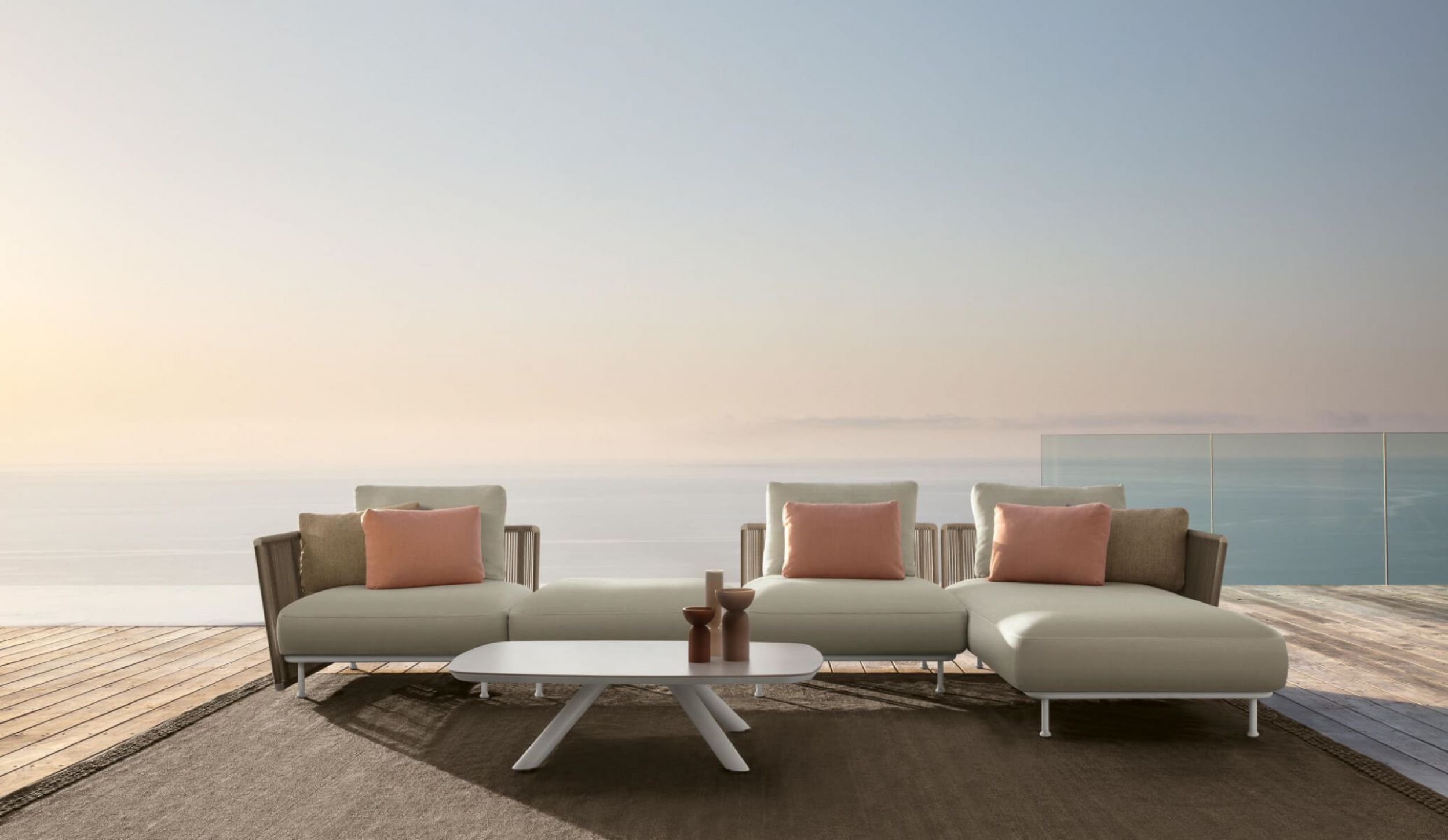 Salon de jardin en tissu avec dossier en cordes d’extérieures collection Coral par Talenti à Bordeaux