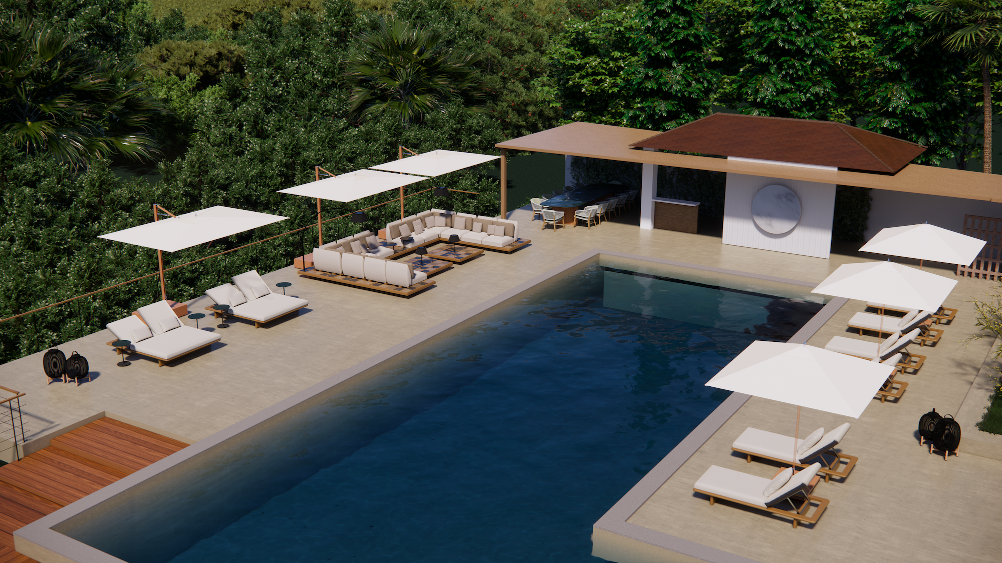 Projection 3D pour la terrasse d'une villa à Saint-Tropez