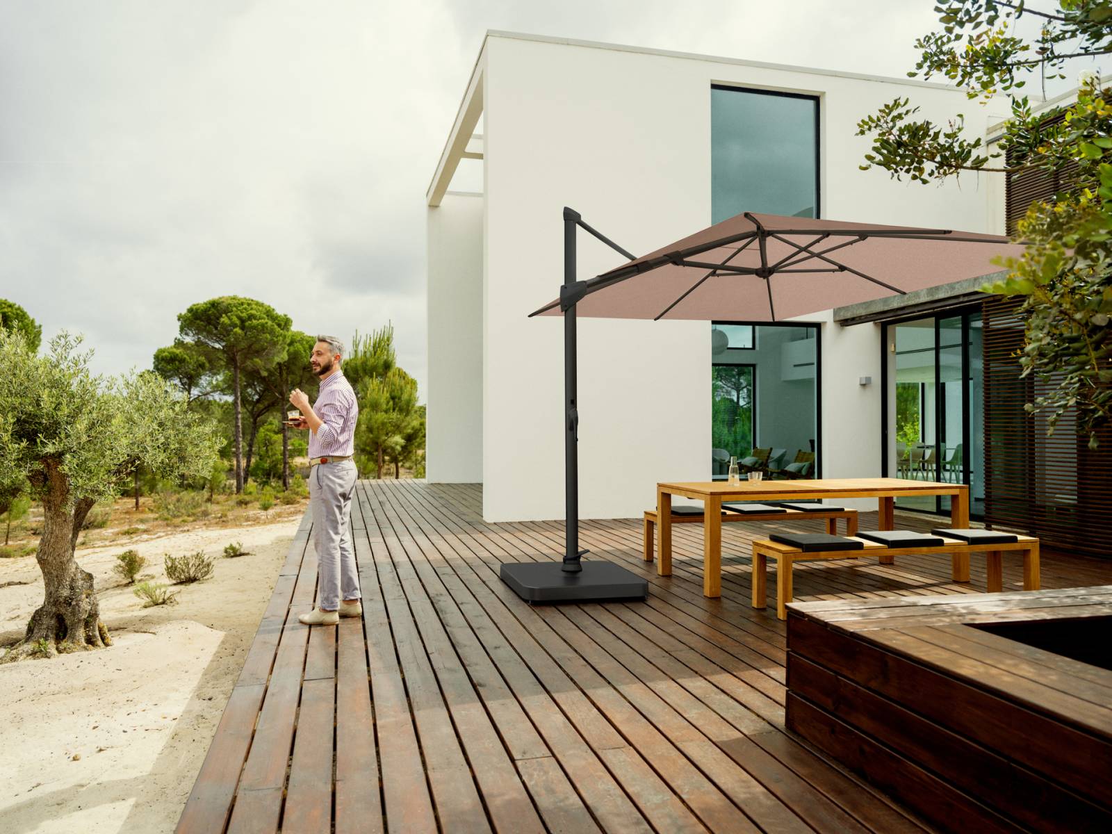 Parasol en aluminium thermo laqué, collection FORTANO par Glatz