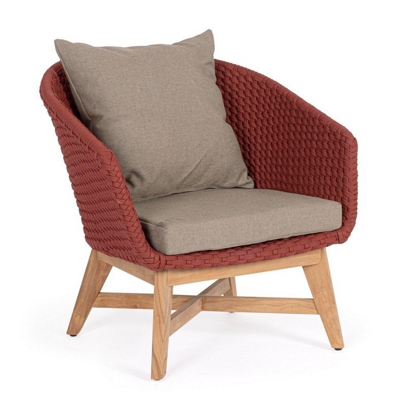 Fauteuil lounge en rouge bordeaux, collection Coachella par BIZZOTTO