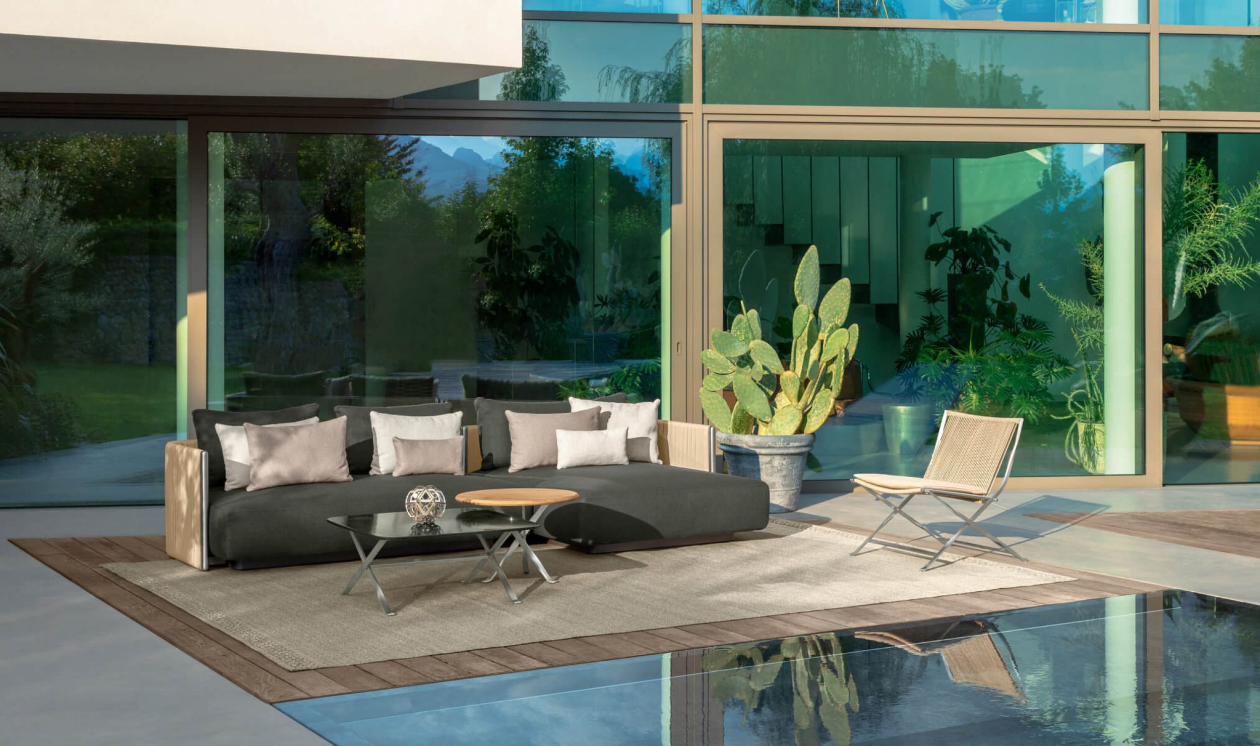 Salon de jardin George confortable en sangles et inox par Talenti