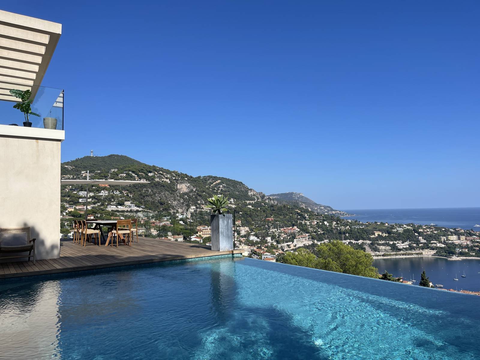 Table de repas Expormim et parasol Umbrosa haut de gamme à Nice