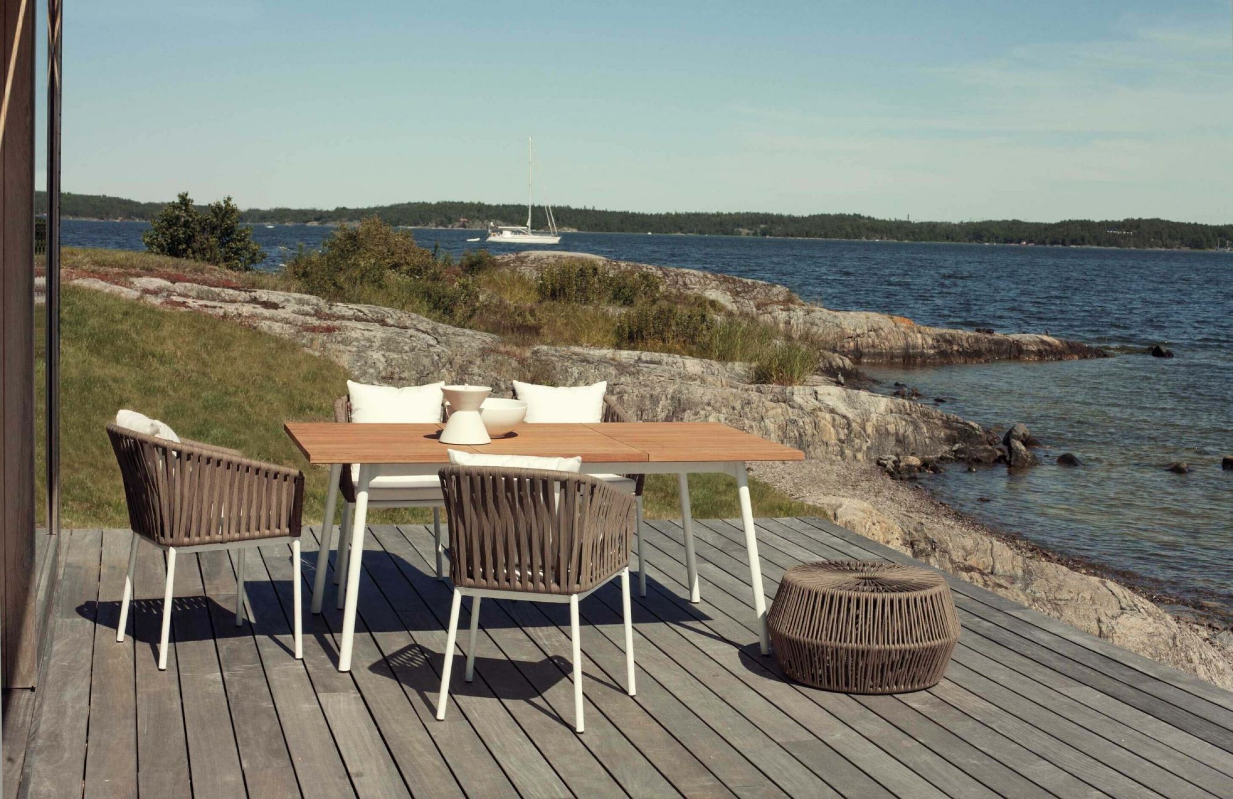 Fauteuil de repas contemporain en cordes tressées collection Bitta par Kettal à Lyon