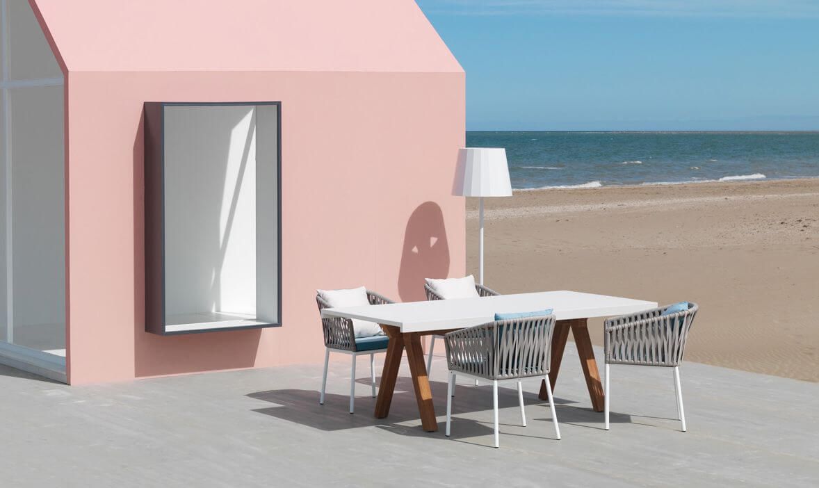 Fauteuil de repas contemporain en cordes tressées collection Bitta par Kettal à Nantes