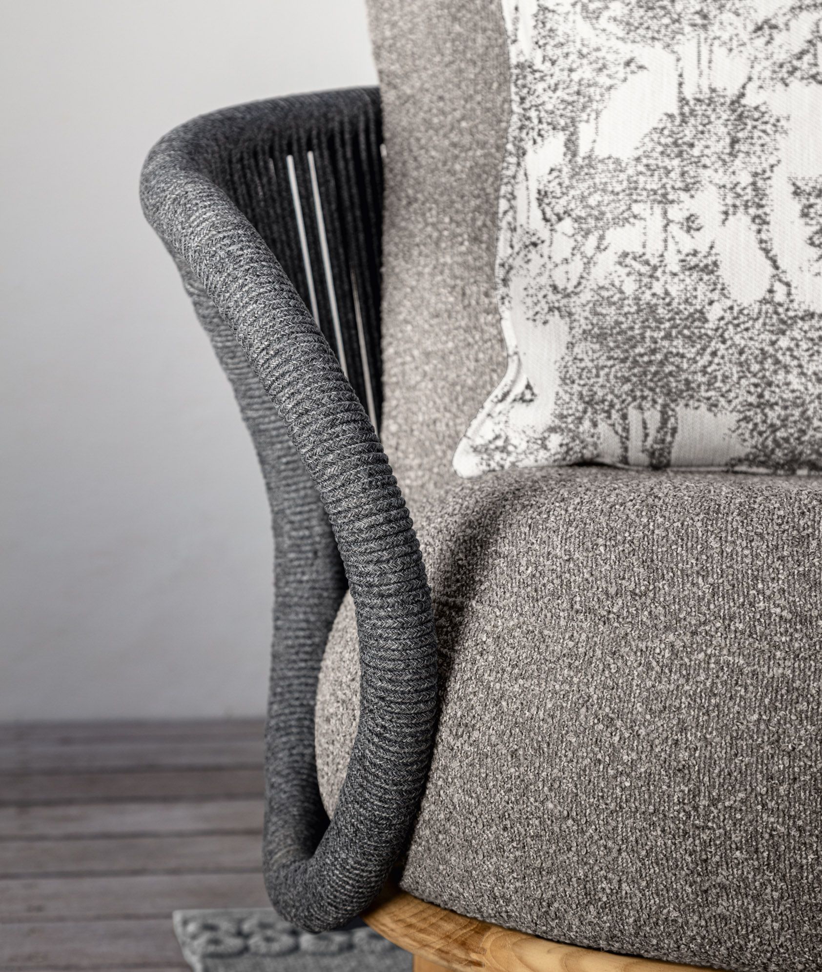 Détail du tissu et de la corde synthétique de la collection KAREN par Talenti®