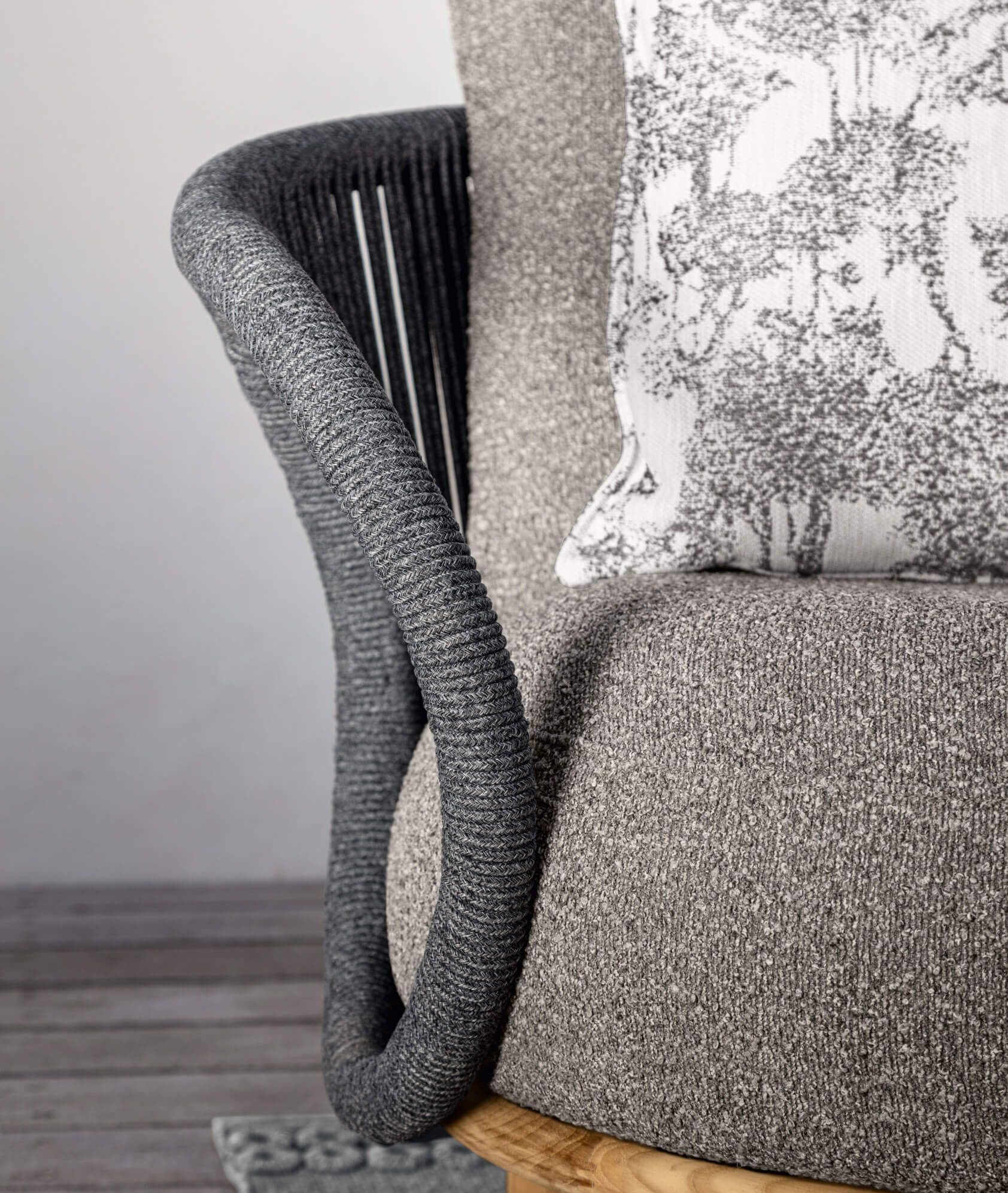 Zoom sur tissu acrylique du daybed de la collection Karen par Talenti