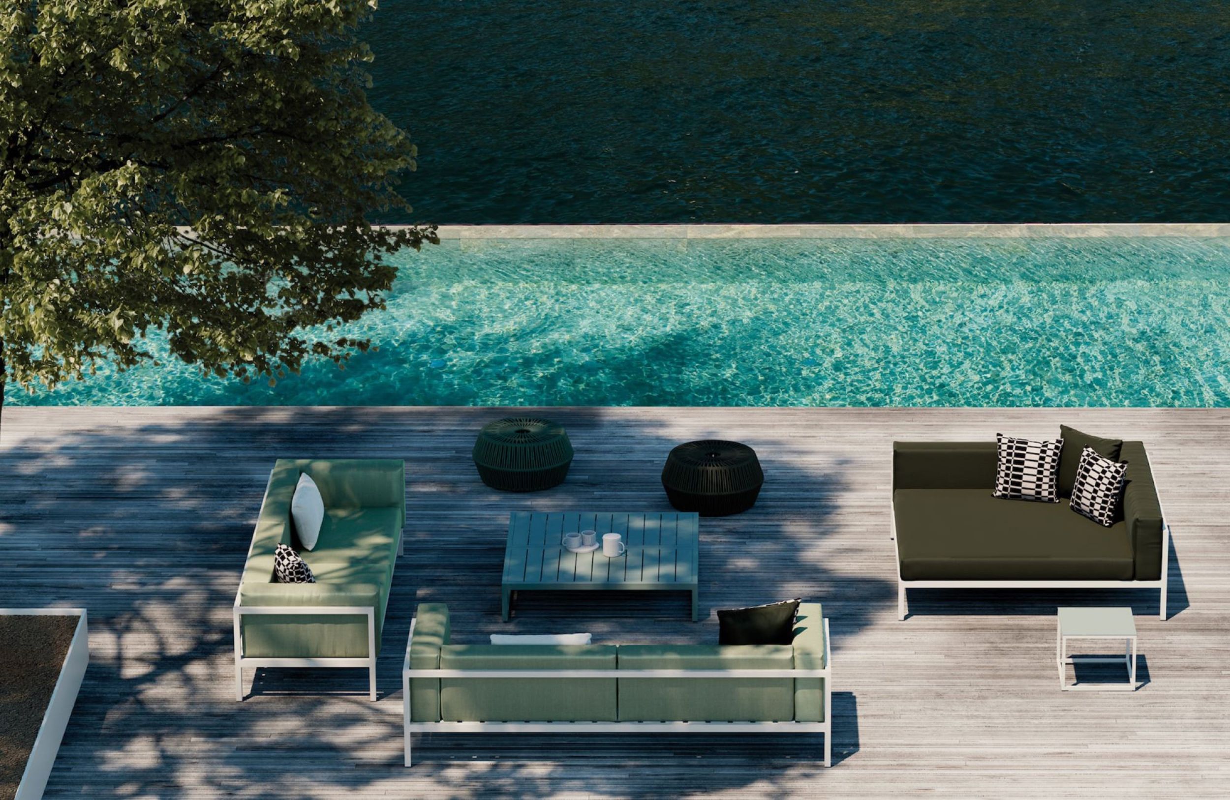 Canapé de jardin en aluminium thermo laqué modulable collection Landscape par Kettal à Paris