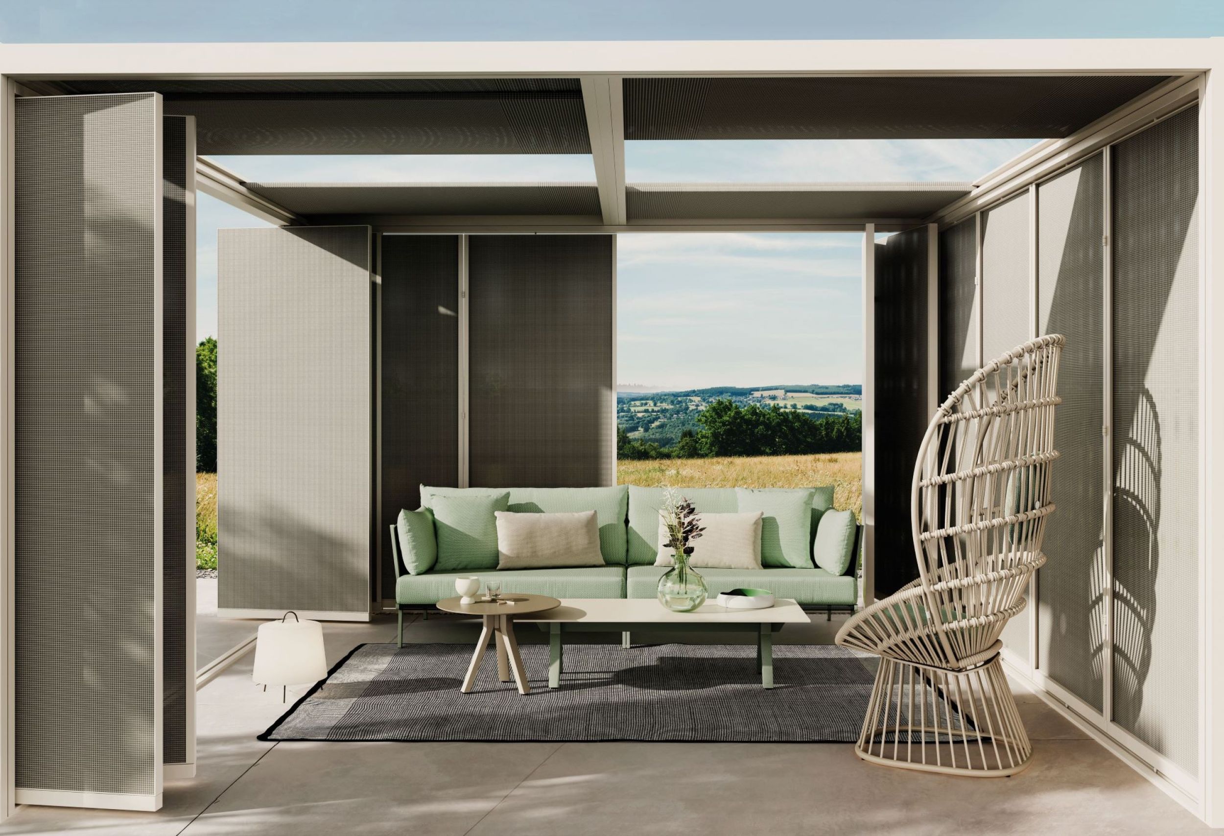 Canapé d'extérieur modulable en aluminium thermo laqué collection Landscape par Kettal à Nantes