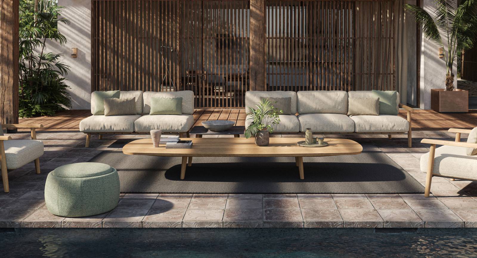 Tables de repas et de salon de jardin personnalisable collection Styletto par Royal Botania à Bonifacio