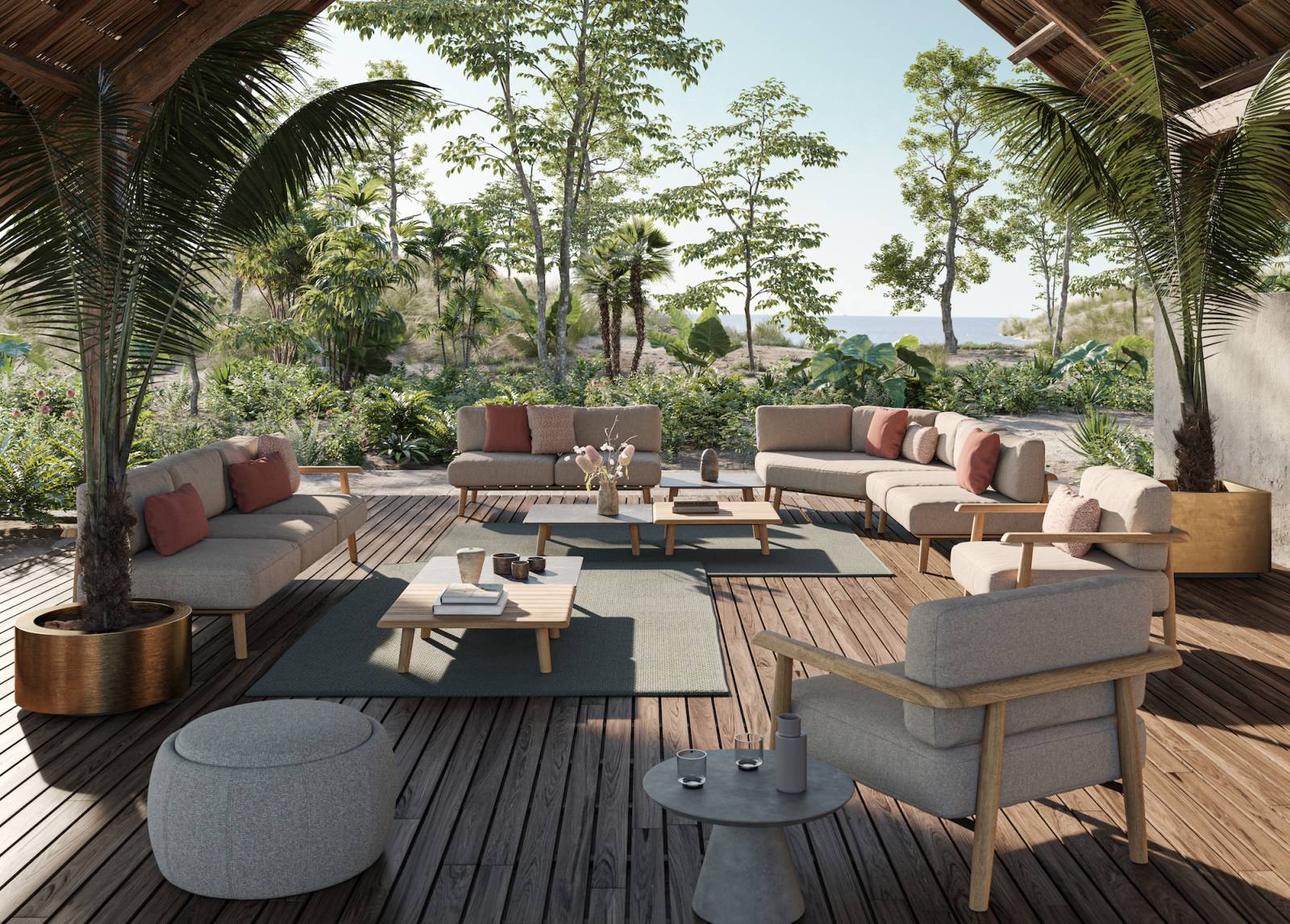 Salon de jardin modulable en teck collection Mambo par Royal Botania à Menton