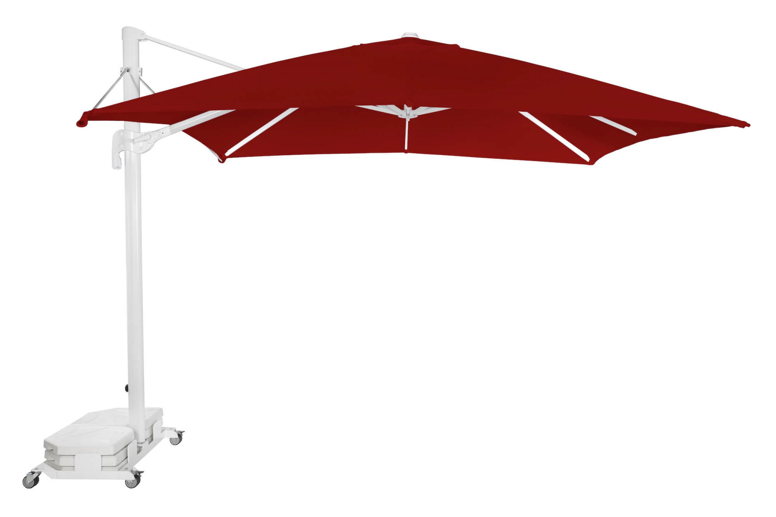 Parasol mât en aluminium blanc et toile Oléfin Bordeaux collection FLEXO