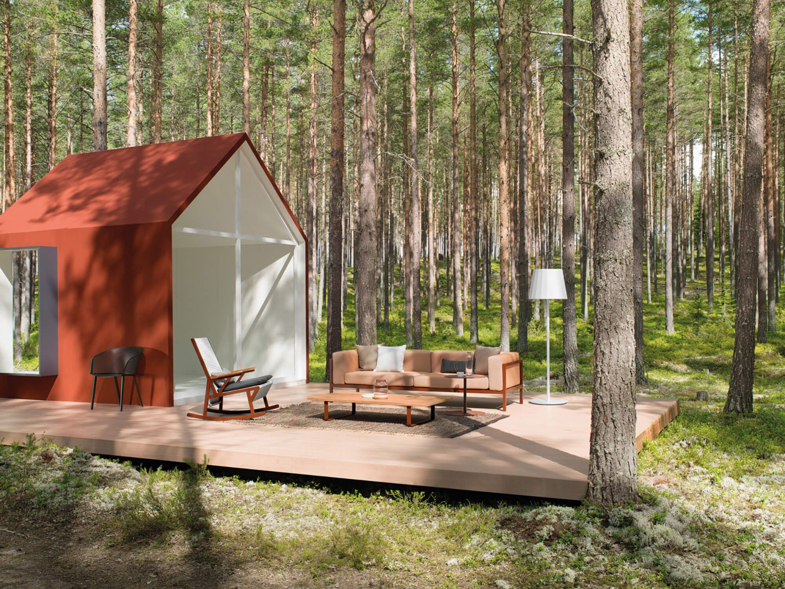 Salon d'extérieur modulable en aluminium thermo laqué collection Landscape par Kettal à Bordeaux