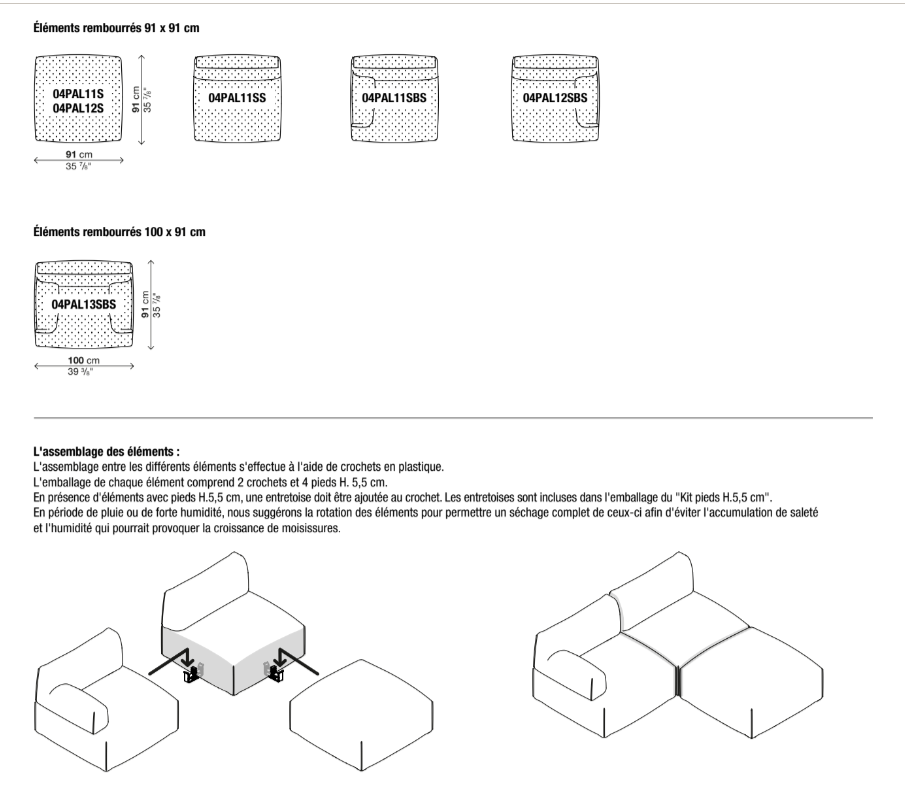 Ensemble des modules de la collection Palchetto par KRISTALIA