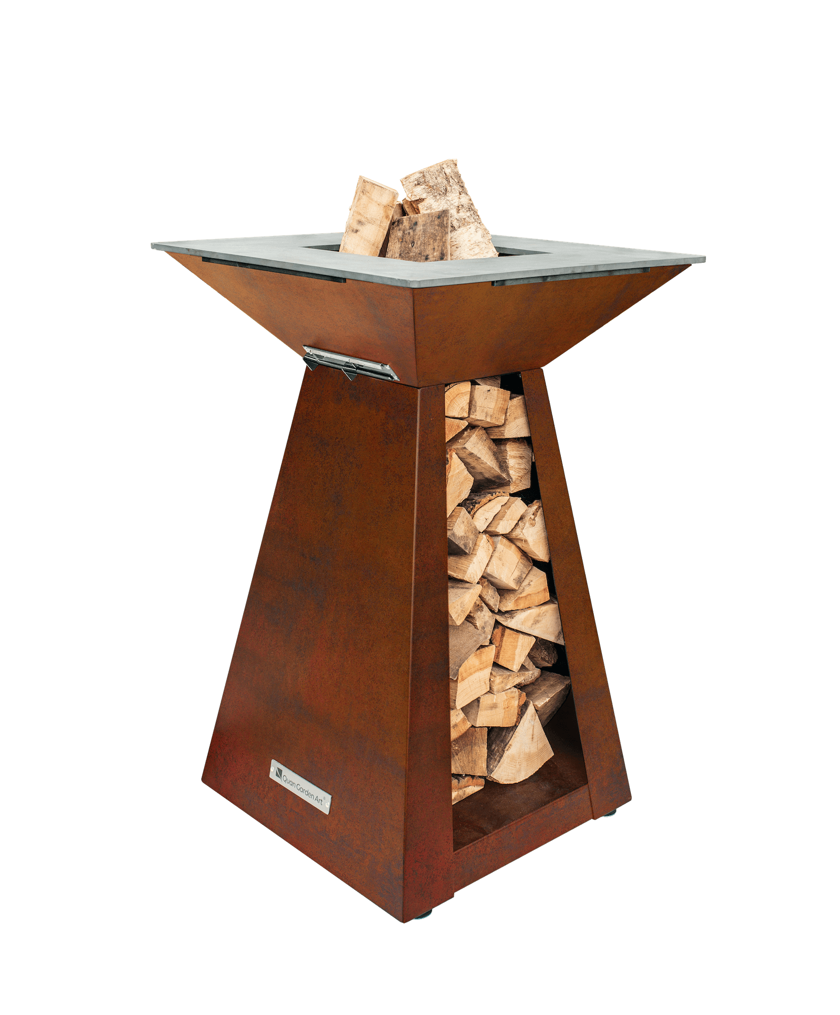 Brasero plantcha à bois en acier corten à Antibes