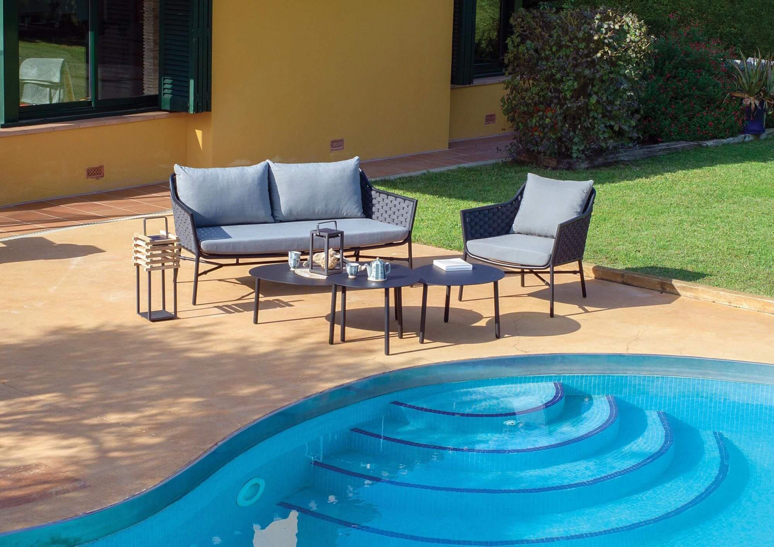 Fauteuil de salon de jardin aluminium et cordes à Lyon