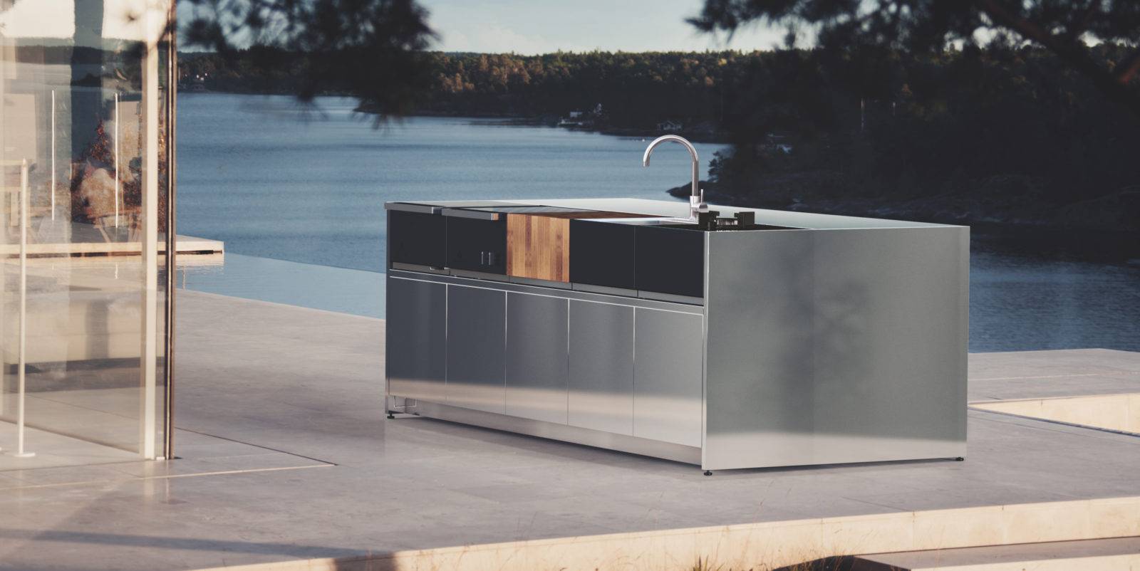 Structure en acier inoxydable du mode évier, collection Kitchen Island par ROSHULTS à Marseille