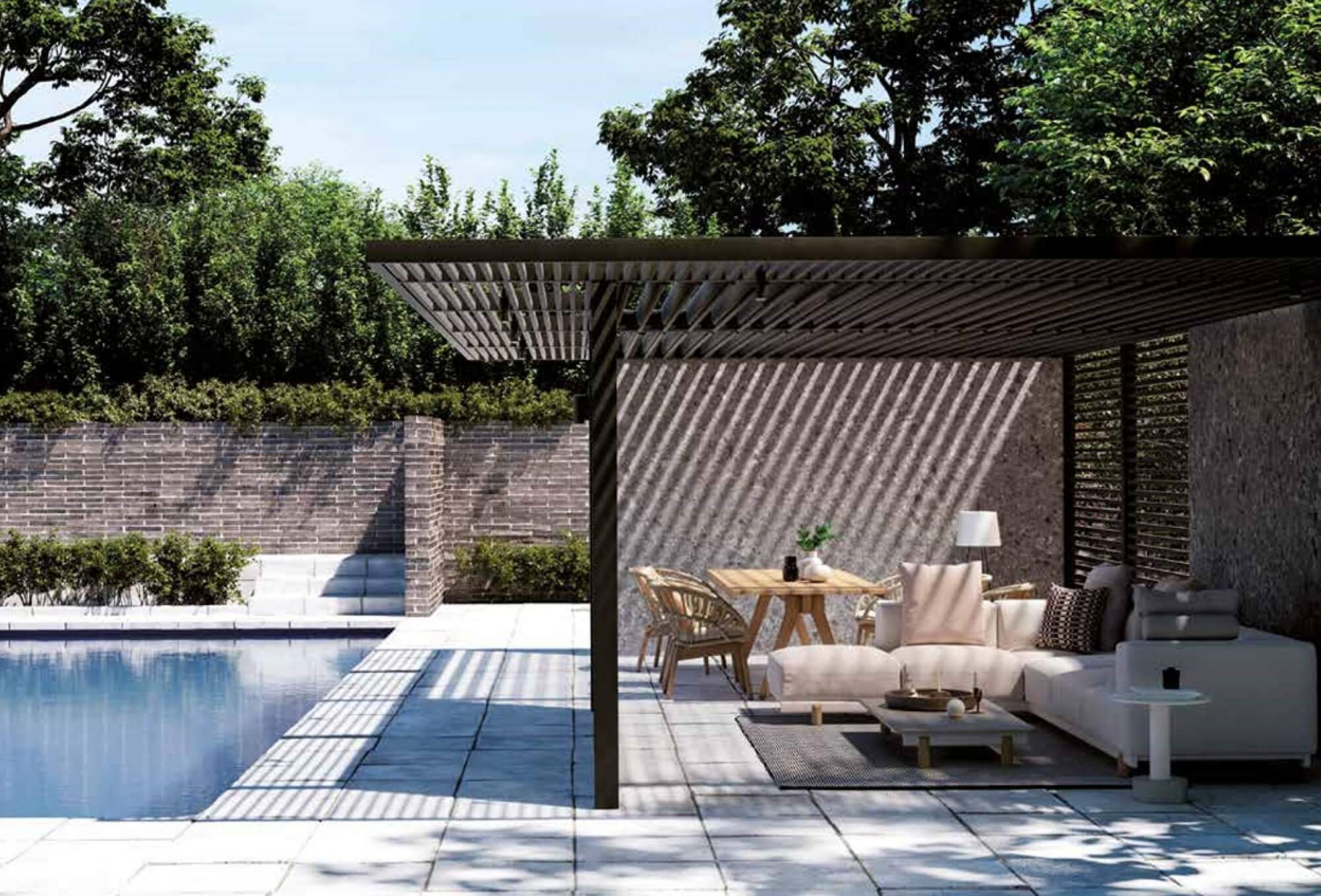 Table de repas extérieur en aluminium thermolaqué et teck collection Vieques par Kettal à Marseille