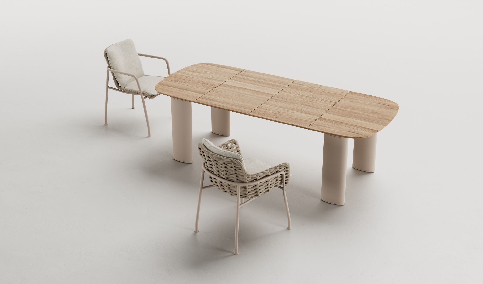 Table de repas au design épuré et esprit rétro, collection Tilos par Kettal à Toulon