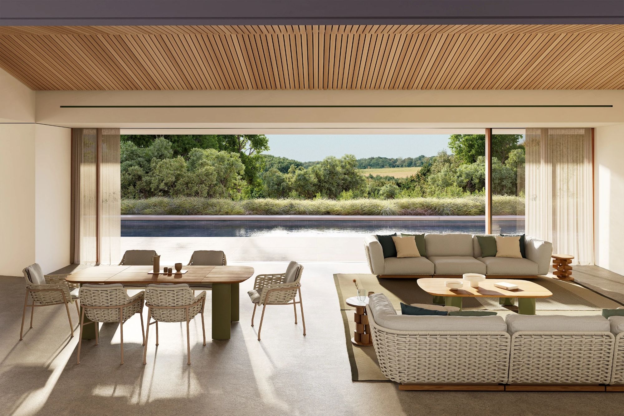 Fauteuil de repas en aluminium et corde tressée, design raffiné et intemporel, collection Tilos par Kettal à Villeneuve Loubet