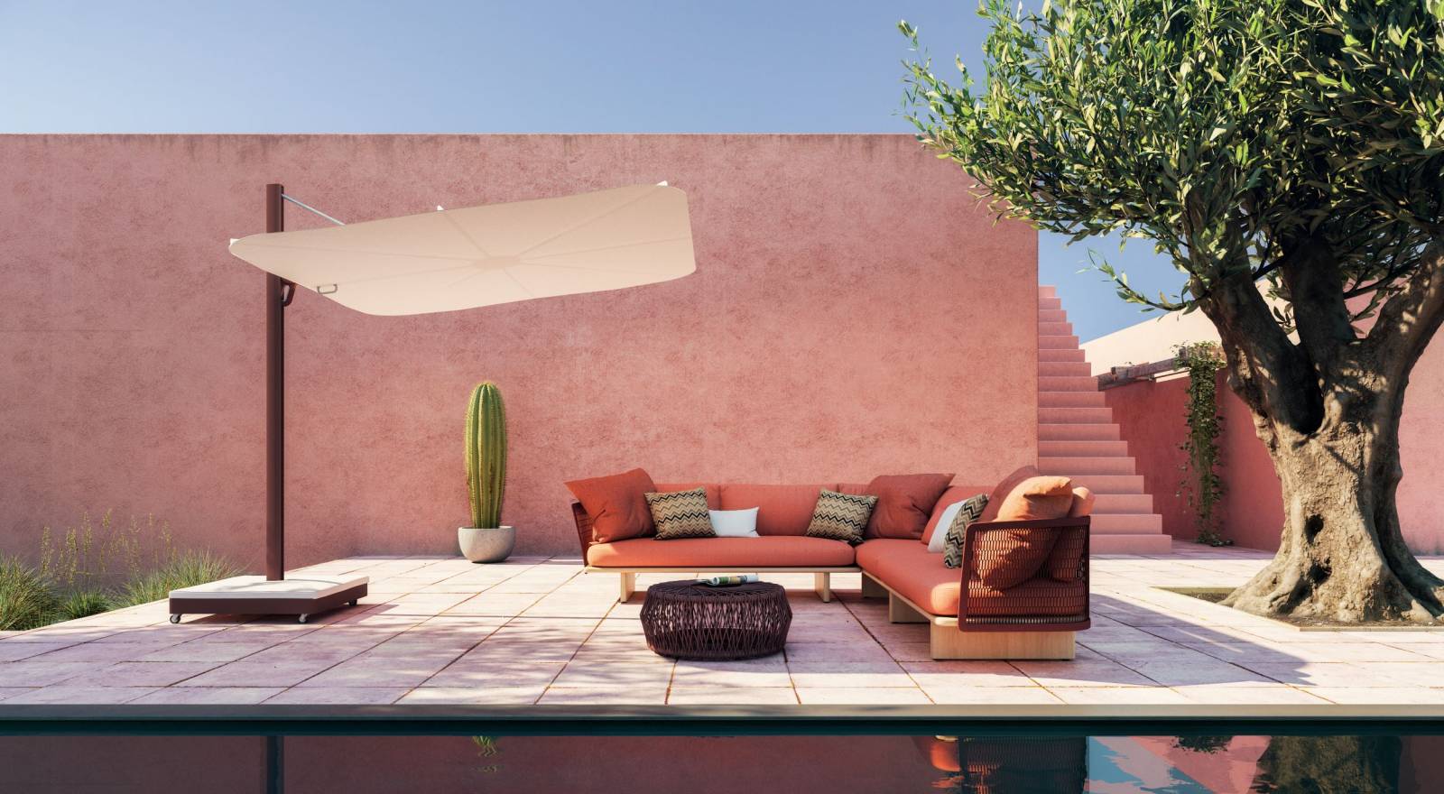 Parasol droit avec toile en acrylique, collection INFINA par Umbrosa