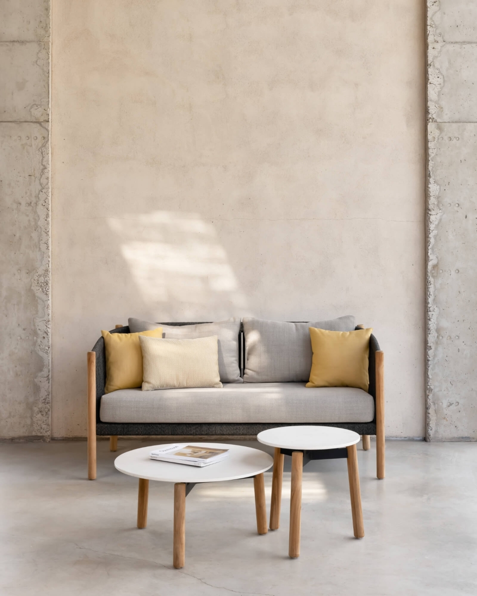 Salon de jardin modulable cosy et confortable en teck et corde, collection Lento par Vincent Sheppard