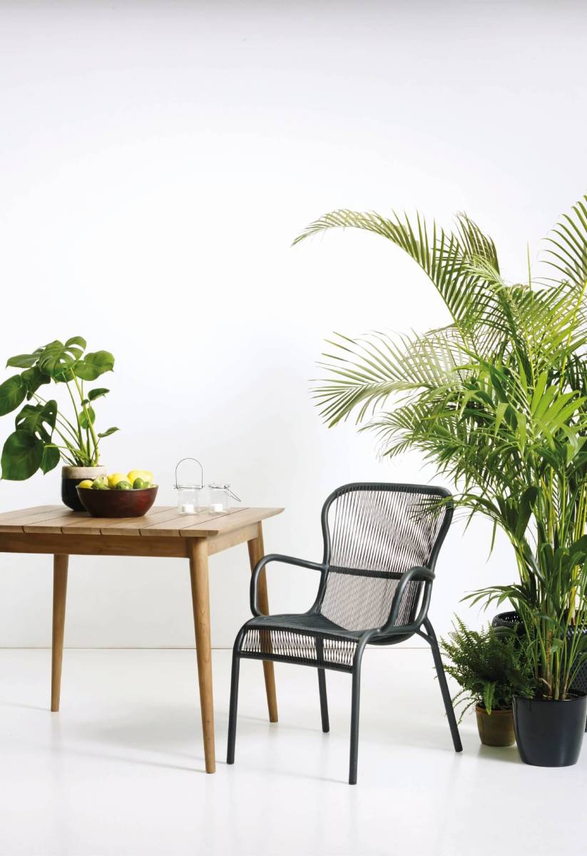 Fauteuil de repas d'extérieur en aluminium et cordes, léger et empilable, collection Loop par Vincent Sheppard