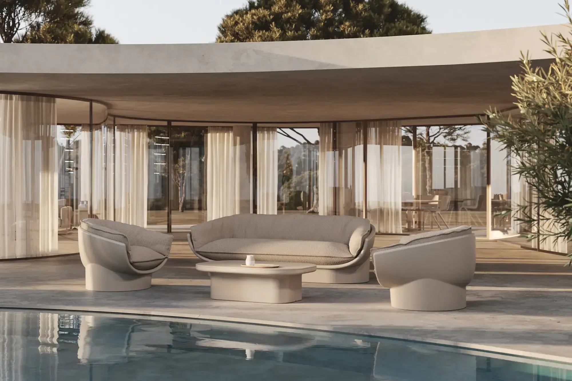 Canapé confortable en polypropylène, collection LUNA par Vondom à Cannes