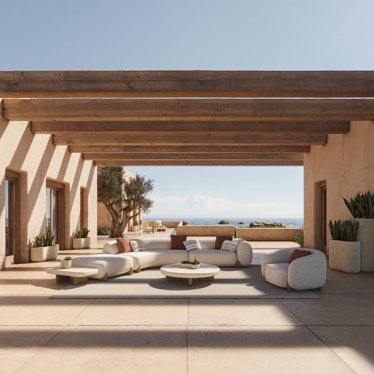 Salon de jardin confortable en tissus collection Milos par Vondom à Beaulieu sur mer