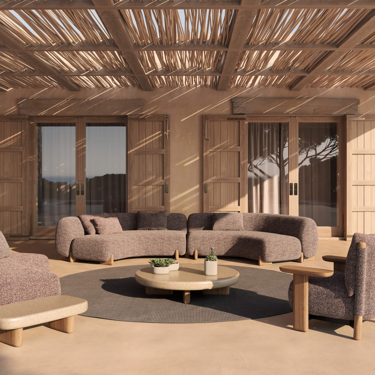 Salon de jardin modulable et confortable en tissus extérieur collection Milos par Vondom à Monaco