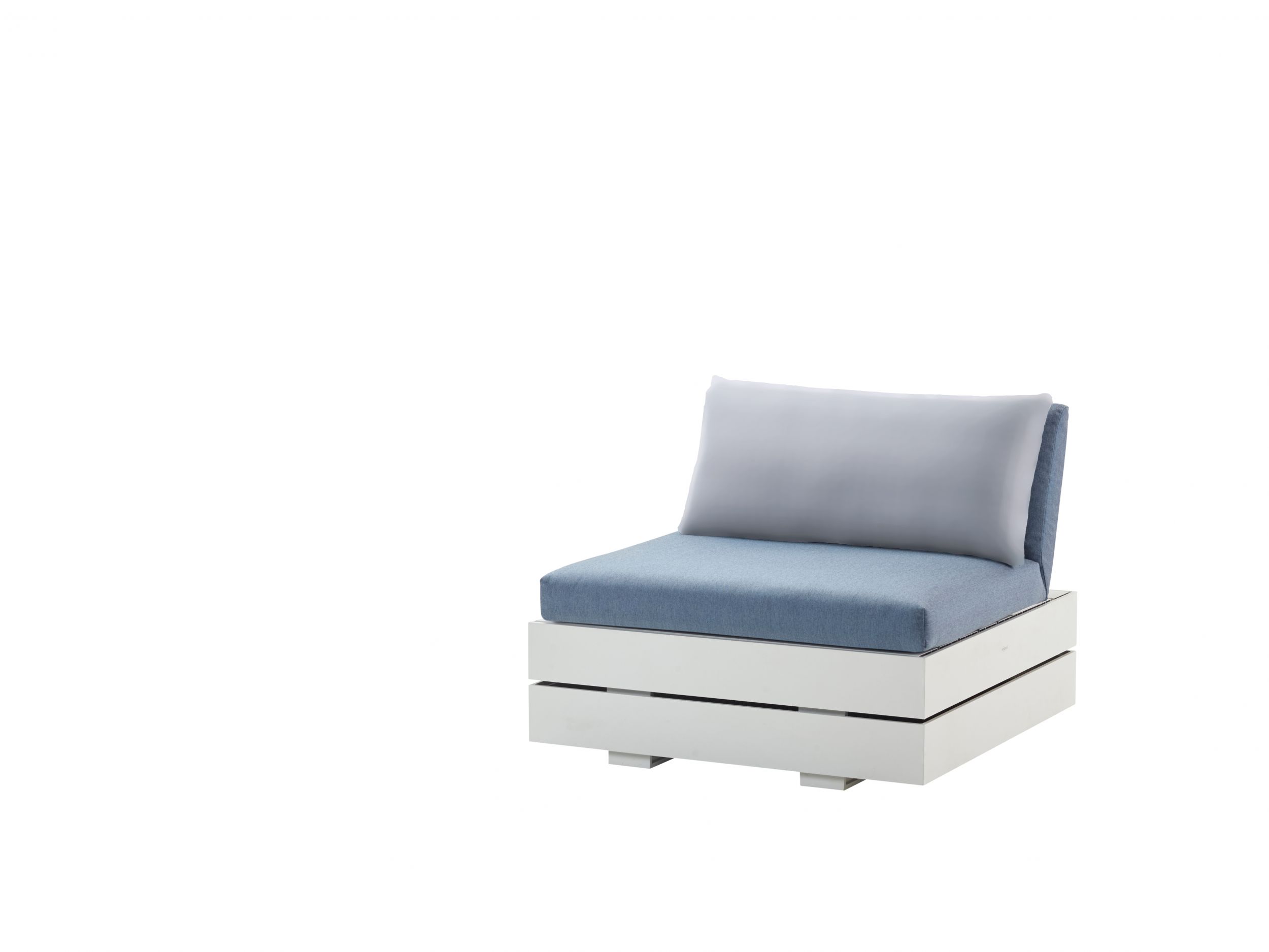 Module 1 place en aluminum blanc et tissu bleu