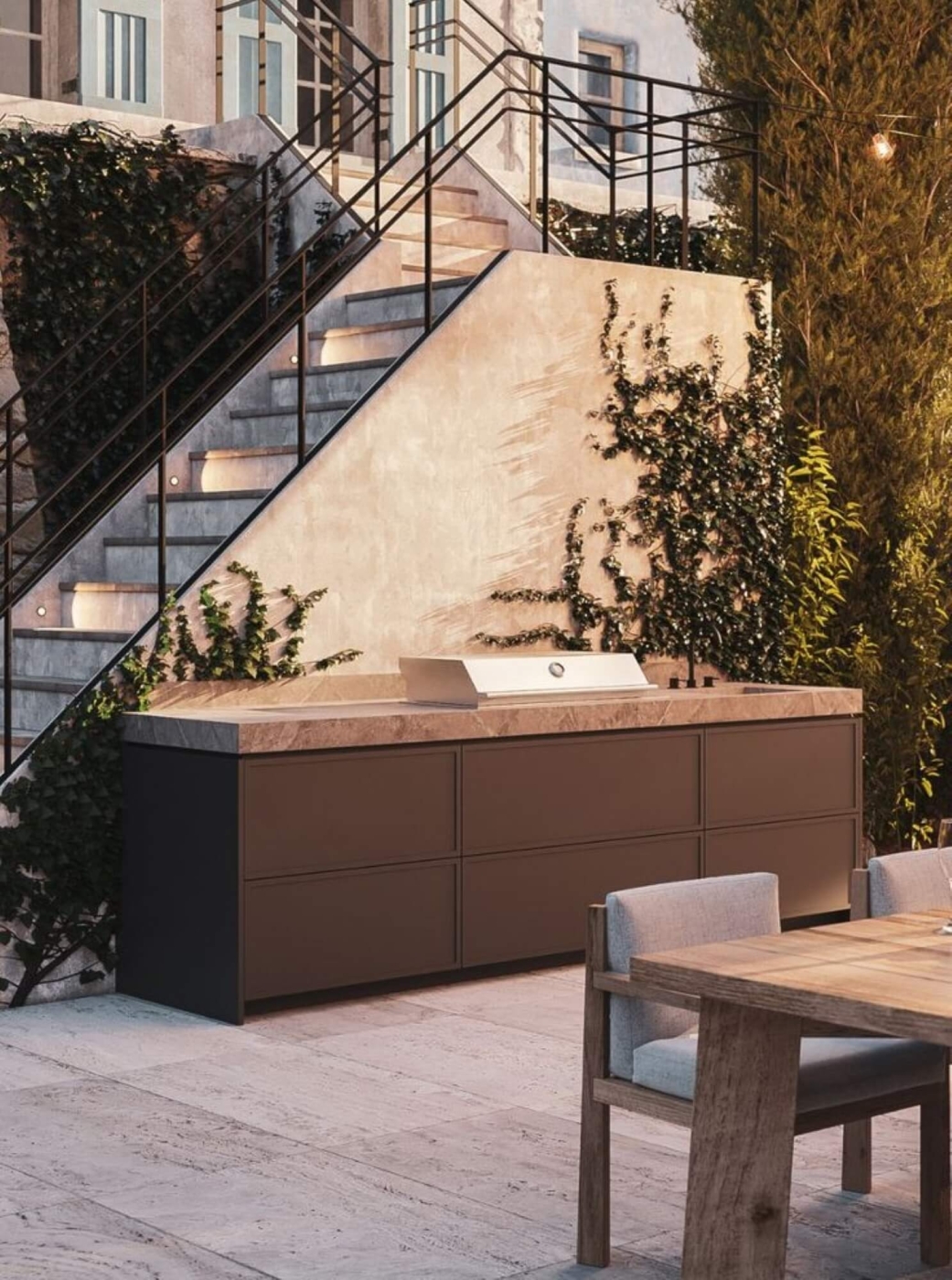 Cuisine extérieure haut de gamme sur-mesure et à la personnalisation complète, au design moderne et épuré, collection Oslo