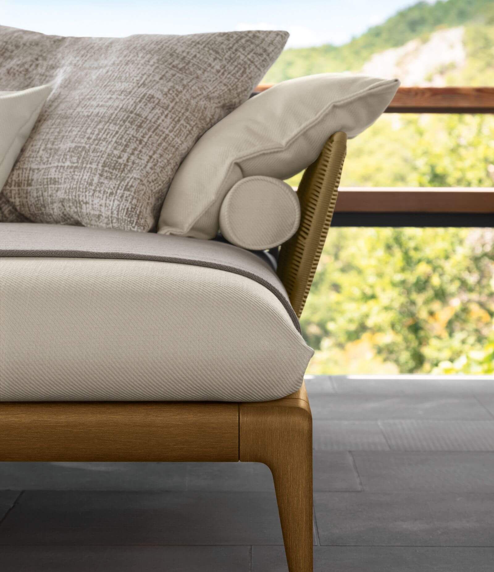 Fauteuil lounge avec dossier tressé de jardin collection Cruise Teck par Talenti à Bordeaux