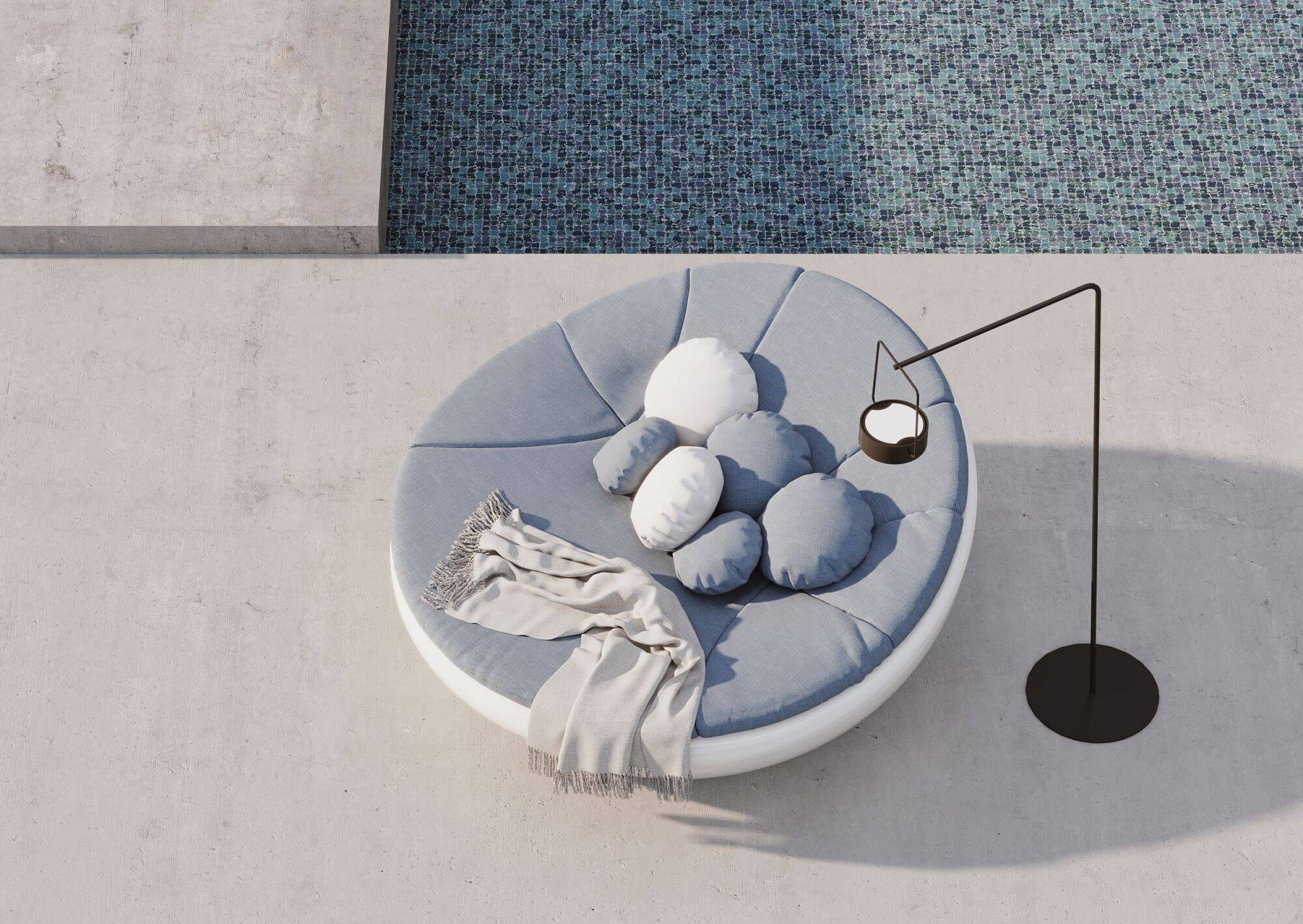 Daybed rond en polypropylène de la collection Lagoon par Solpuri à Antibes