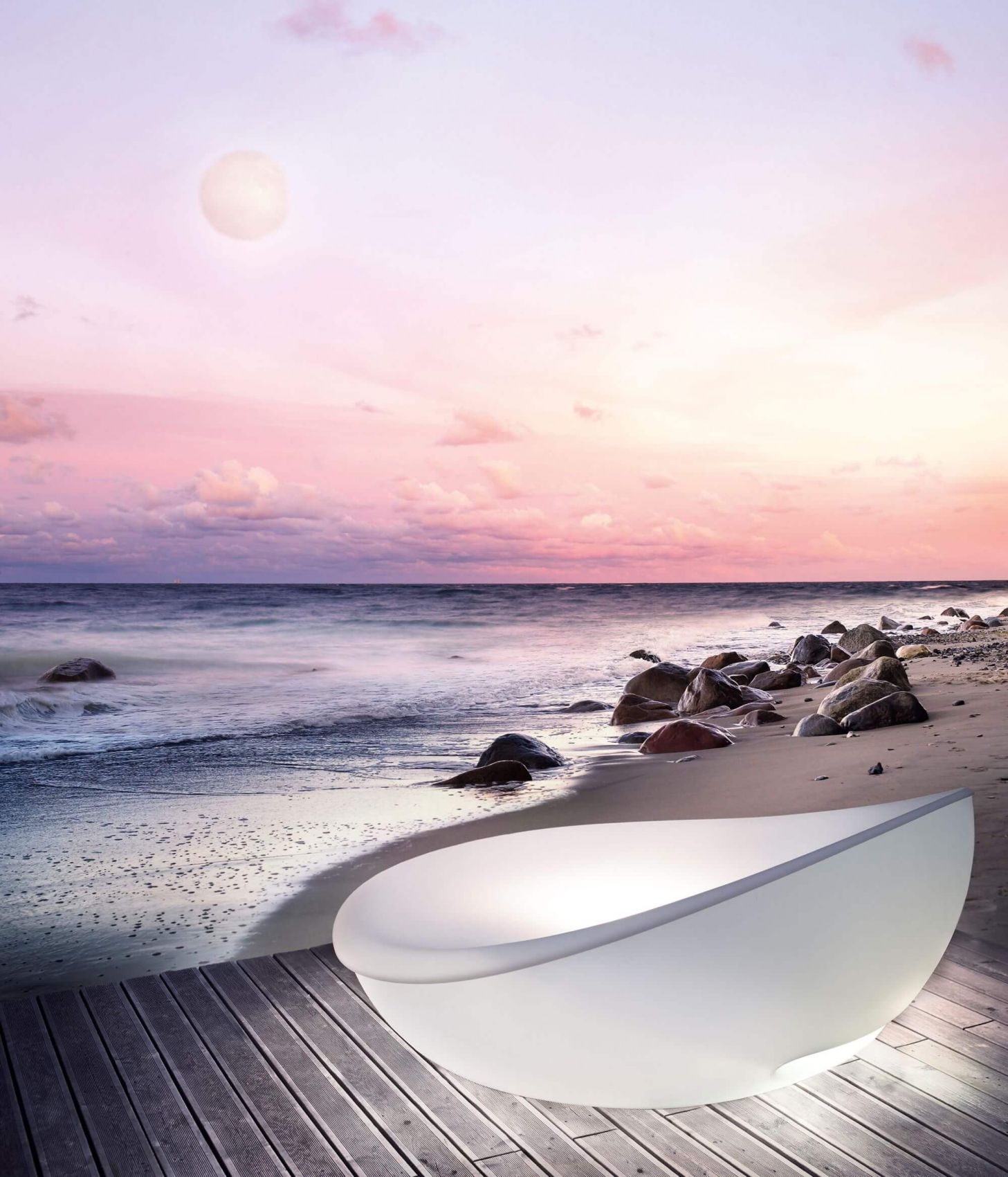 Daybed lumineux en polypropylène de la collection Lagoon par Solpuri à Cannes