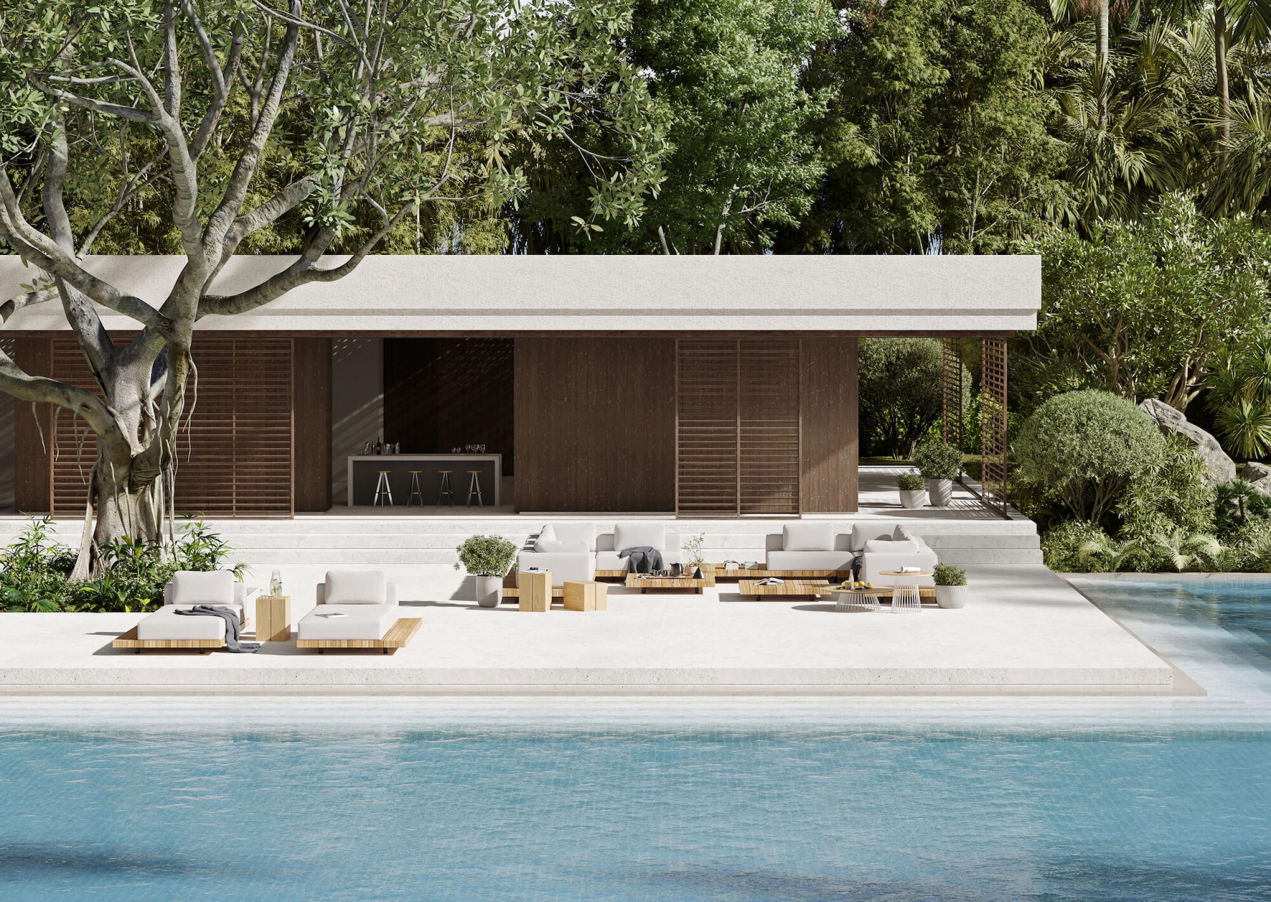 Salon de jardin robuste en teck à Antibes